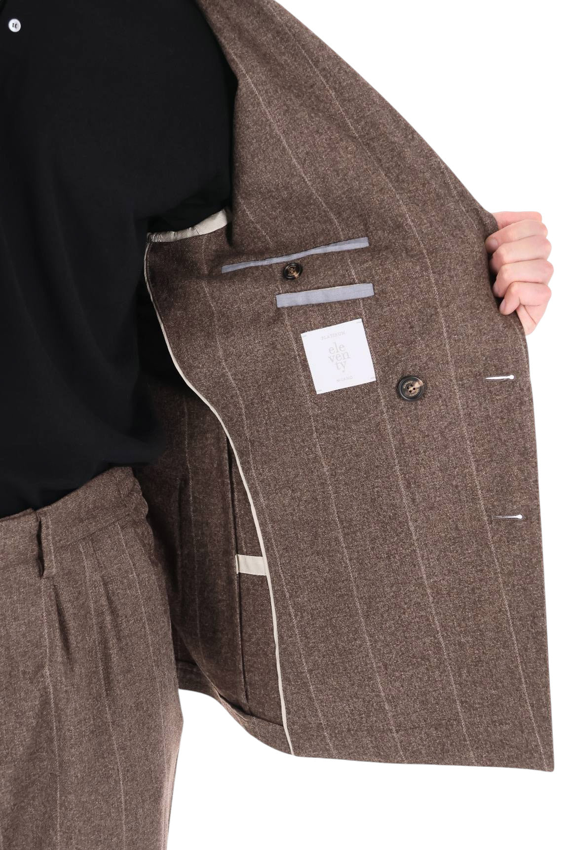 Eleventy Abito doppiopetto gessato in lana-cotone-cashmere N75ABUB01 TES0N058 05