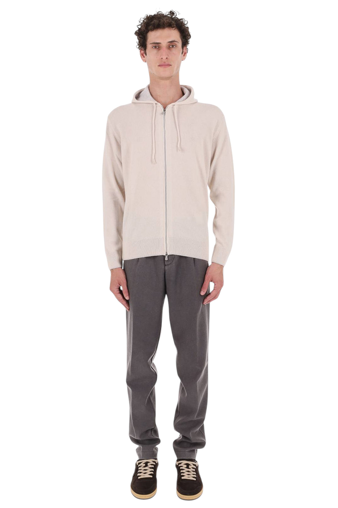 Eleventy Maglia full zip con cappuccio in cashmere X76MAGK33 MAG0K019 02-13