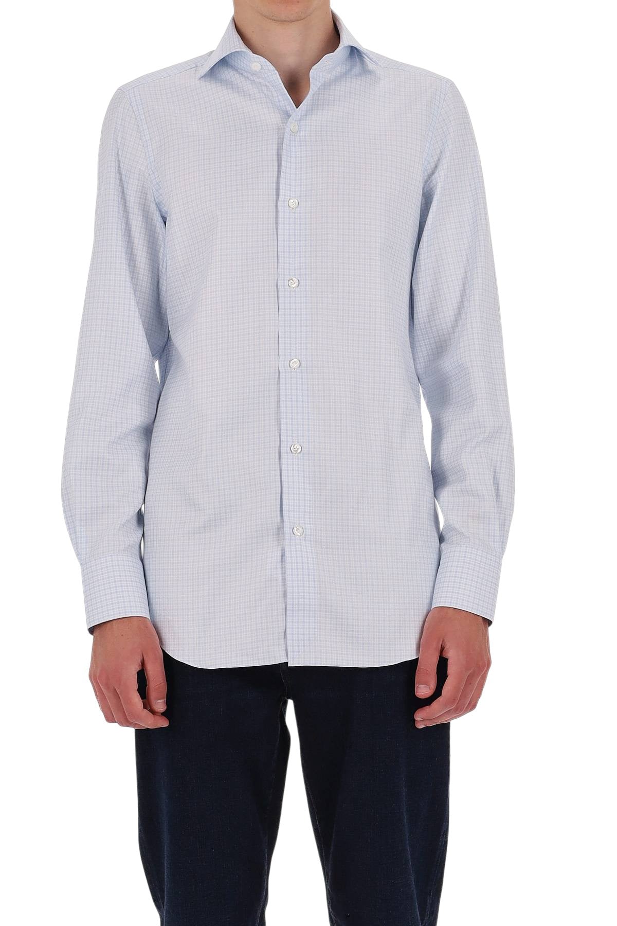Finamore Camicia in cotone micro quadretto linea Milano ML 460187 C0784 02
