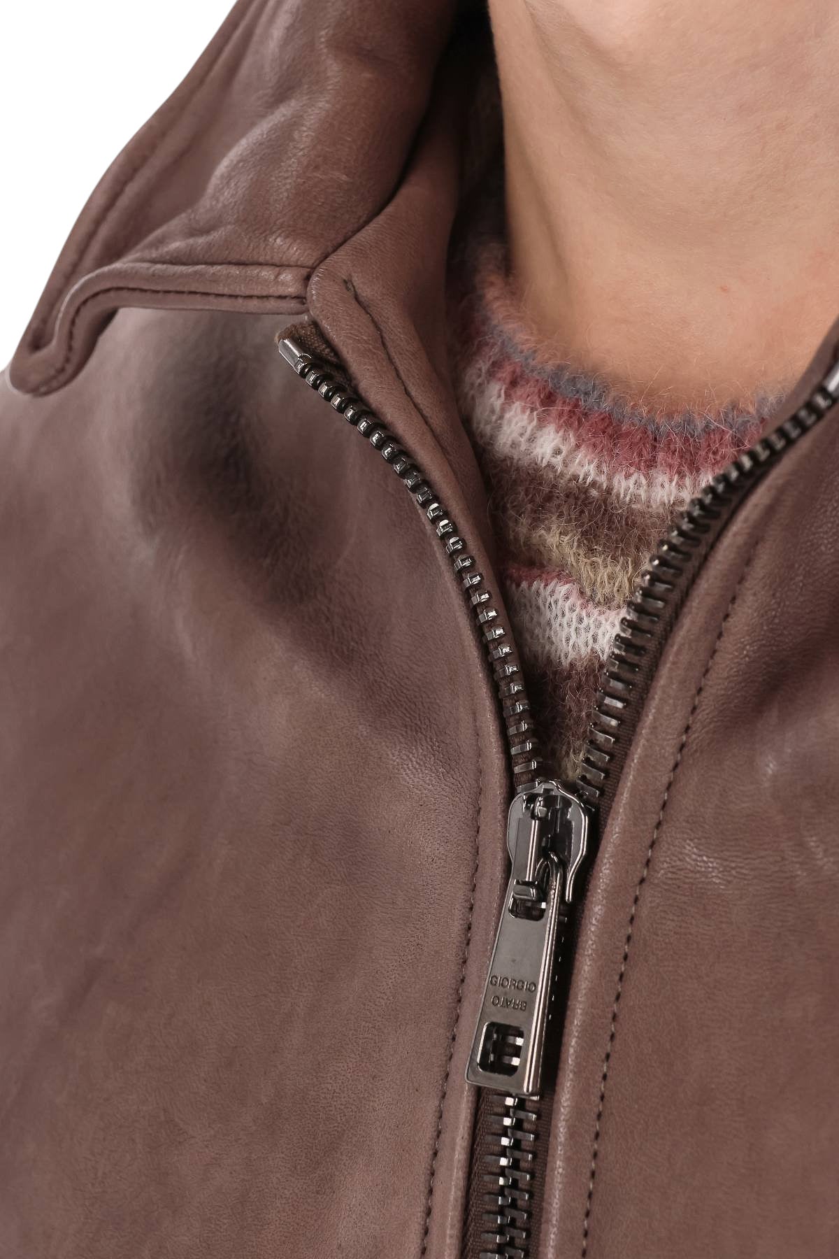 Giorgio Brato Giubbotto bomber artigianale in pelle delavé GU27F28091V BARK