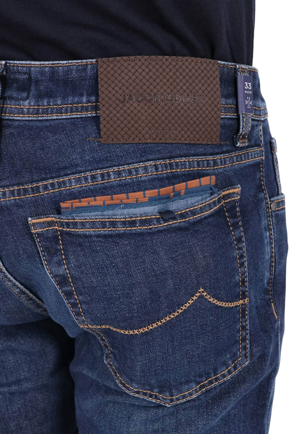 Jacob Cohen Jeans con etichetta in pelle intrecciata in cotone comfort Bard fit QE004 031 S4213 100D