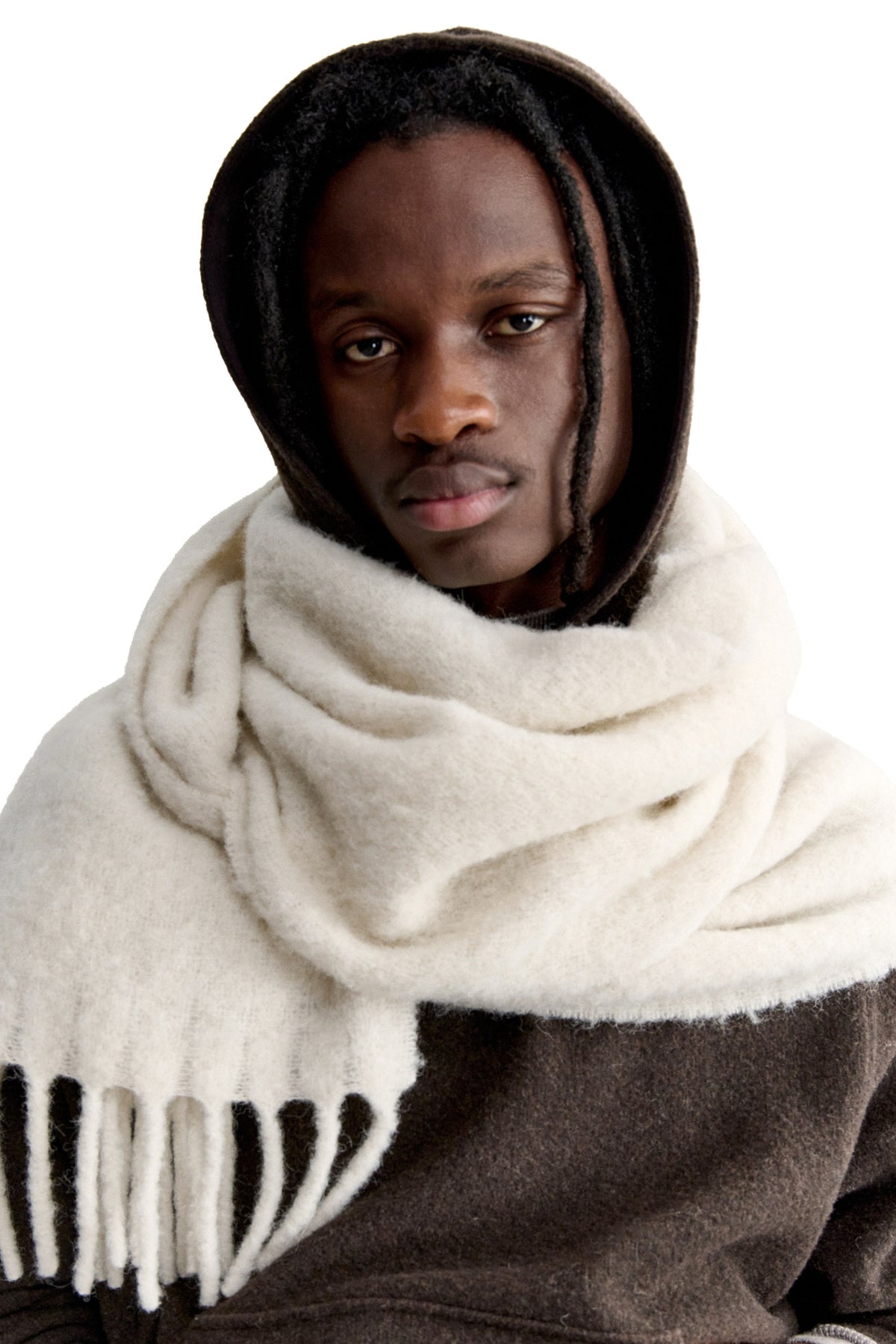 Maison Kitsuné Sciarpa tinta unita in alpaca LM06206WA0022 MOON BEIGE