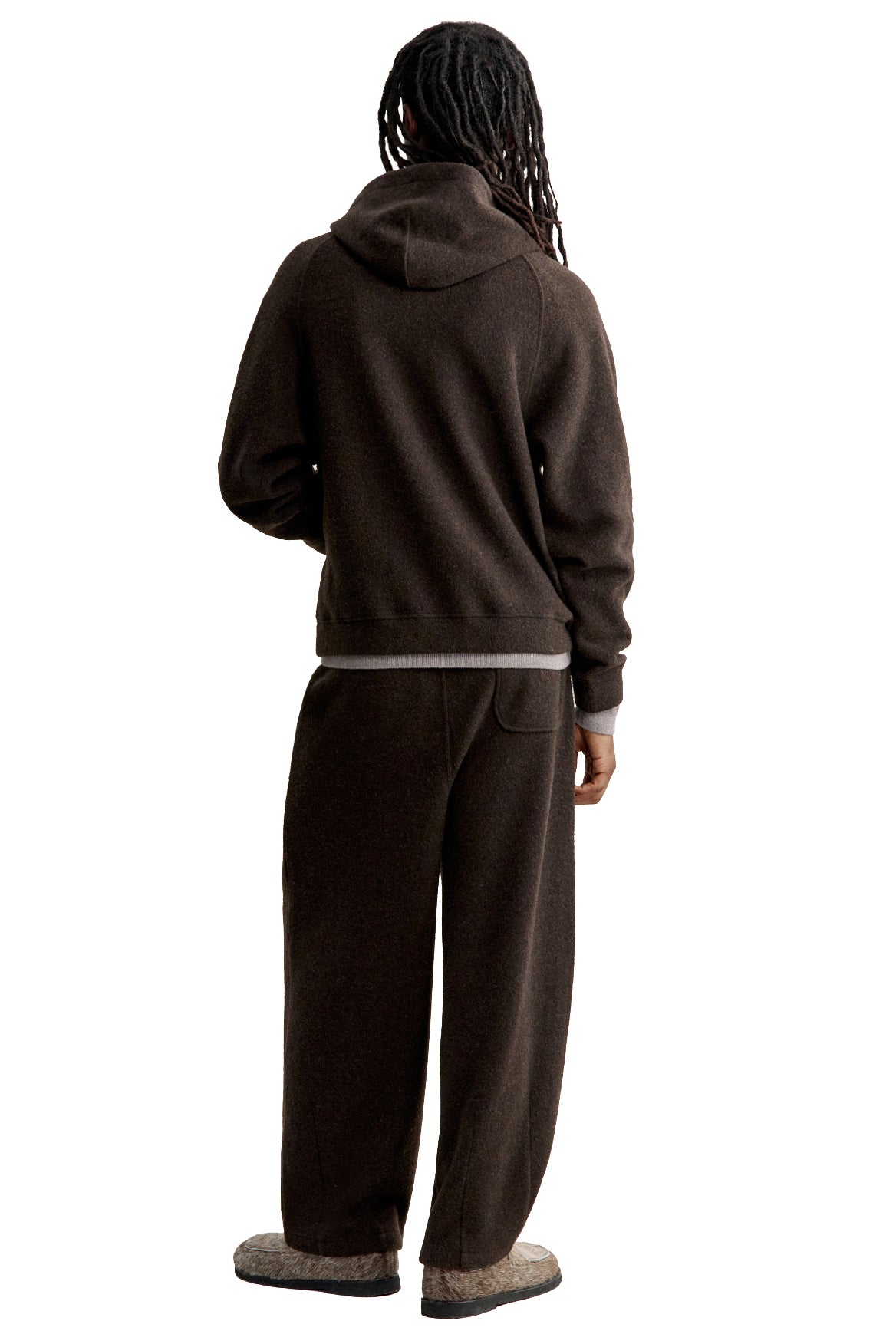 Maison Kitsuné Pantalone in felpa di cotone-lana MRMJG01KMBIS9 DARK WOOD