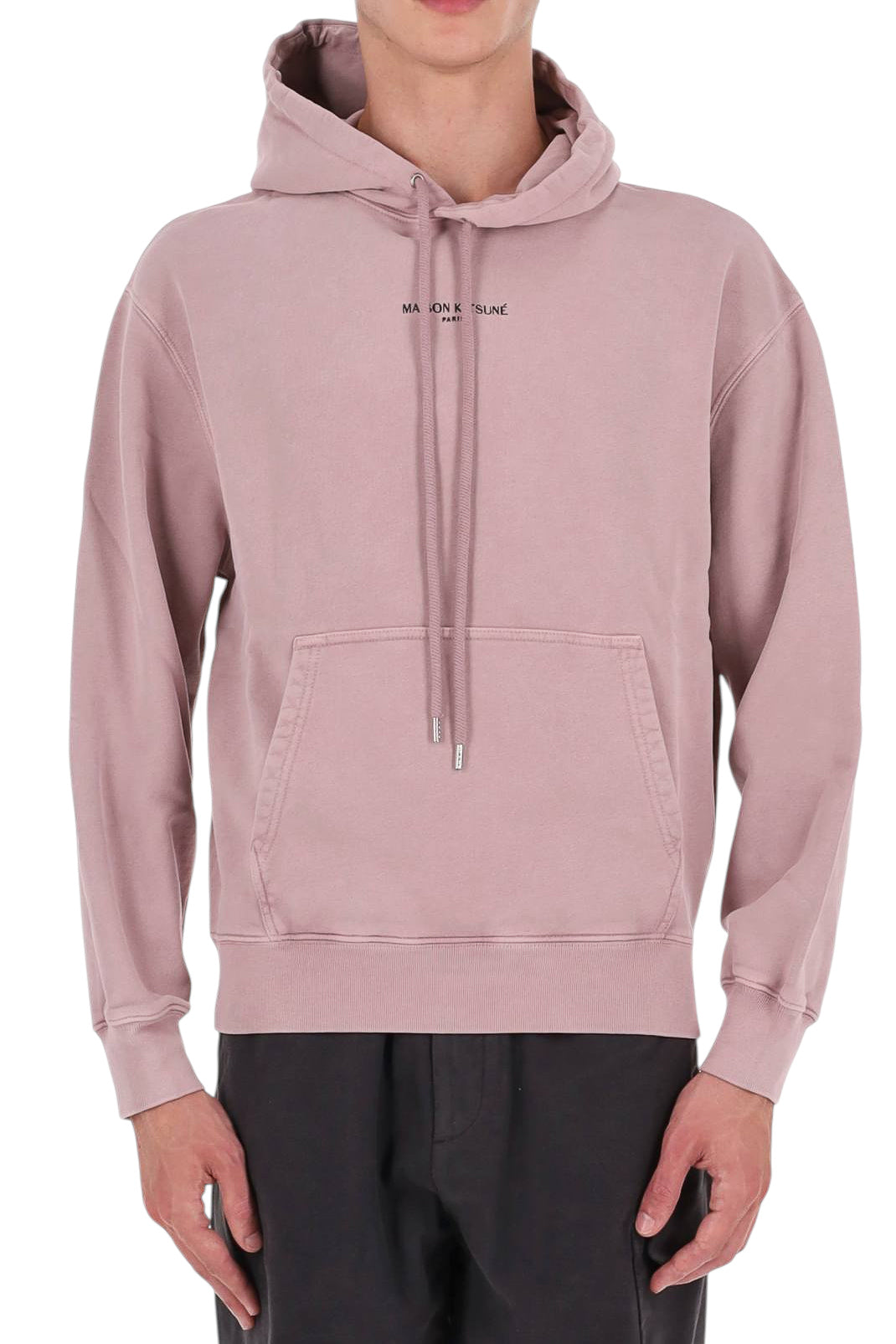 Maison Kitsuné Felpa con cappuccio faded con lettering MRMJH06KMBIT4 MISTY LILAC FADED