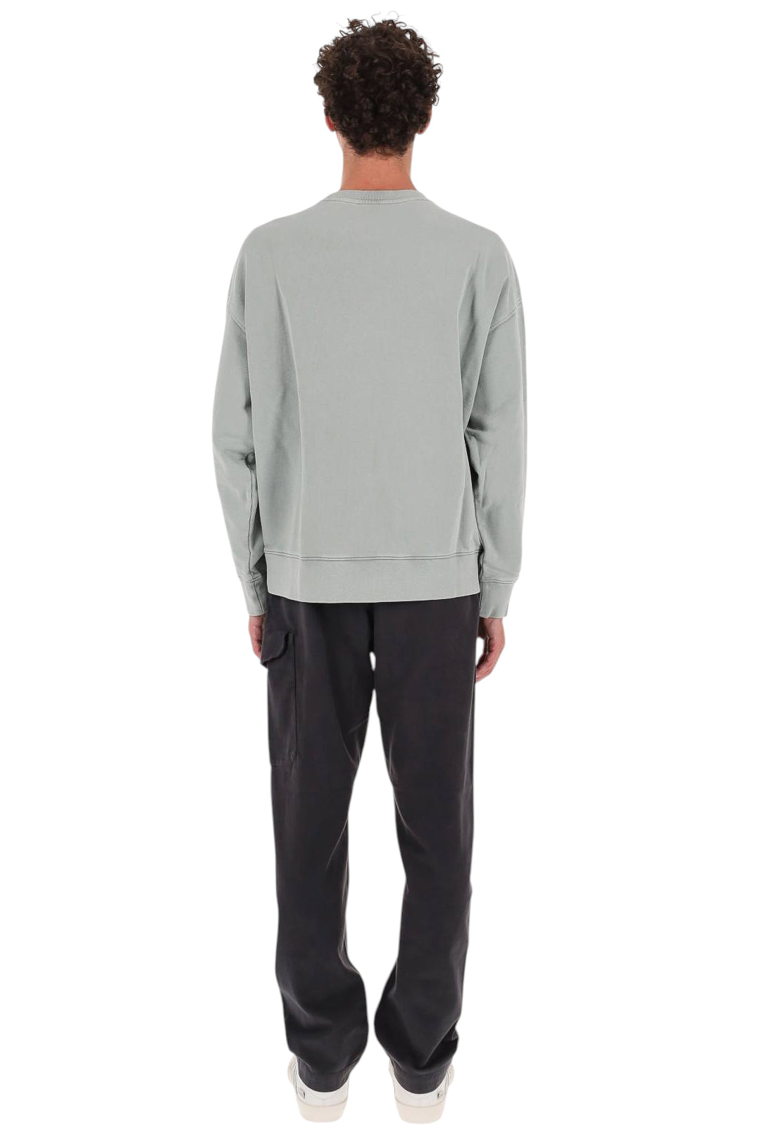 Maison Kitsuné Felpa girocollo faded con volpe grigia MRMJS07KMBIT5 DESERT GREEN FADED