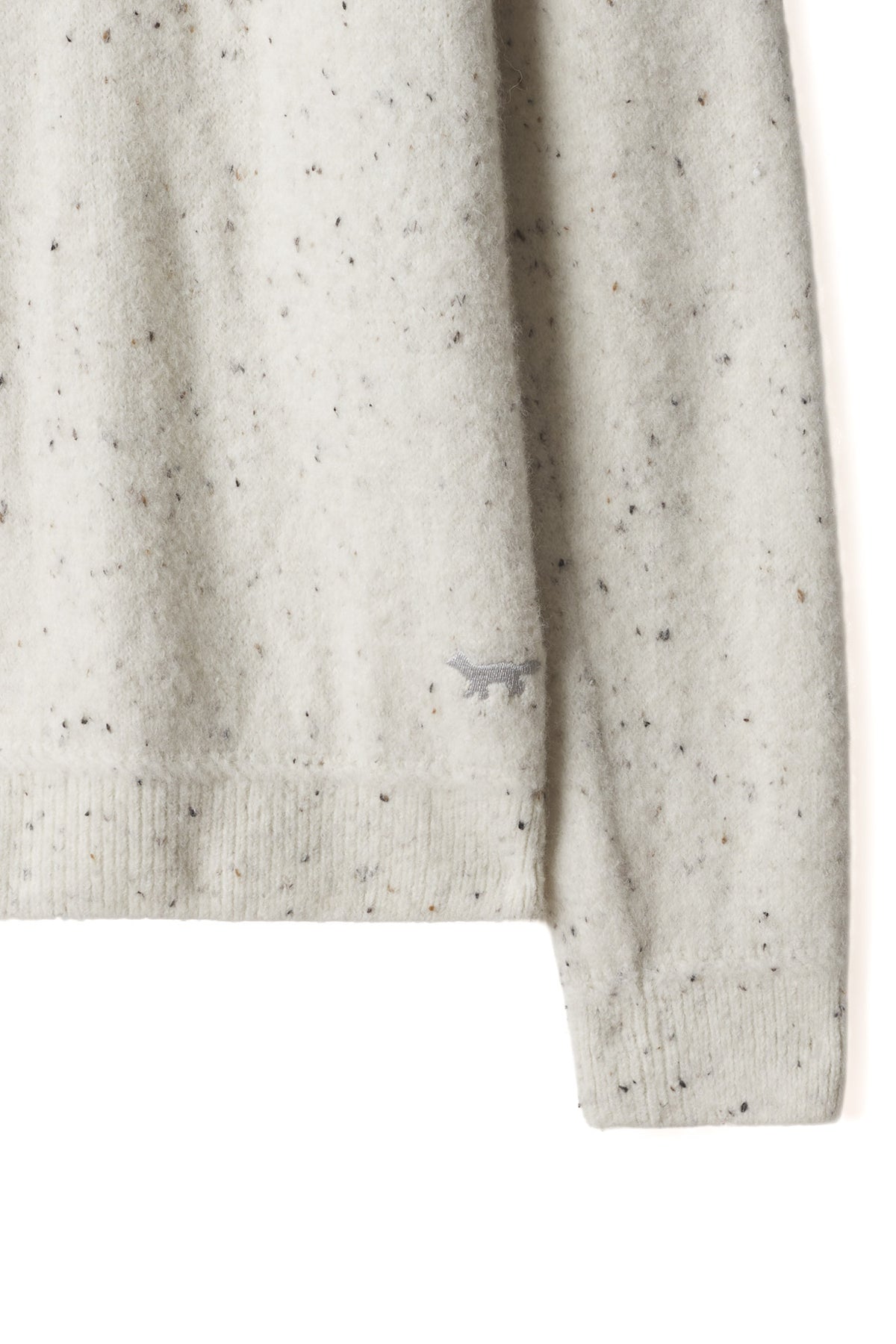 Maison Kitsuné Maglia girocollo Profile Fox in alpaca puntinato Pure Ecru MRMKJ14KT1219 PURE ECRU