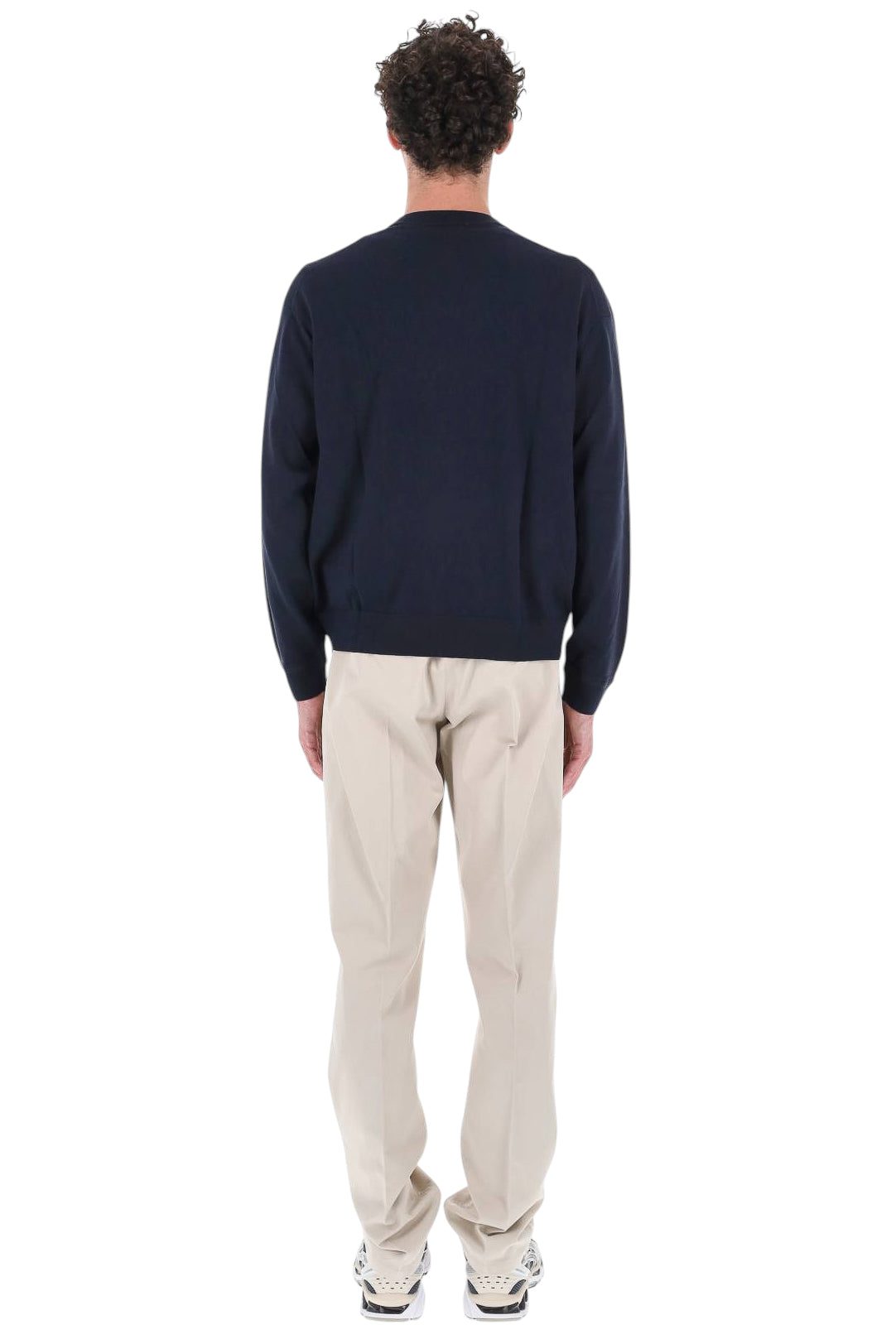 Maison Kitsuné Maglia girocollo in lana con Red Profile Fox MRMKJ24KT1239 CLASSIC NAVY