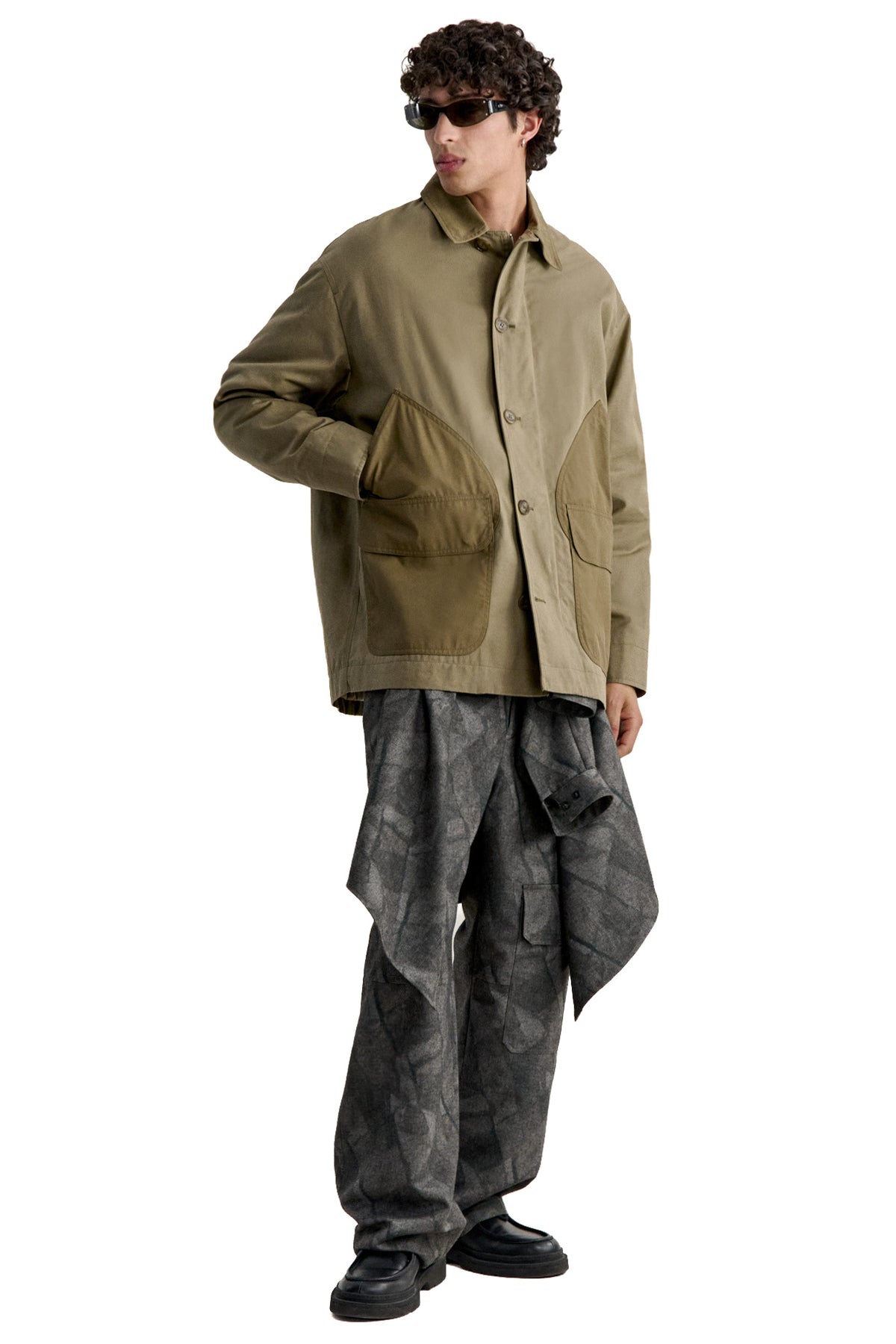 Maison Kitsuné Giubbotto Barn Jacket in cotone cerato Pale Kaki/Deep Kaki MRMWV05WW9118 PALE KAKI/DEEP KAKI