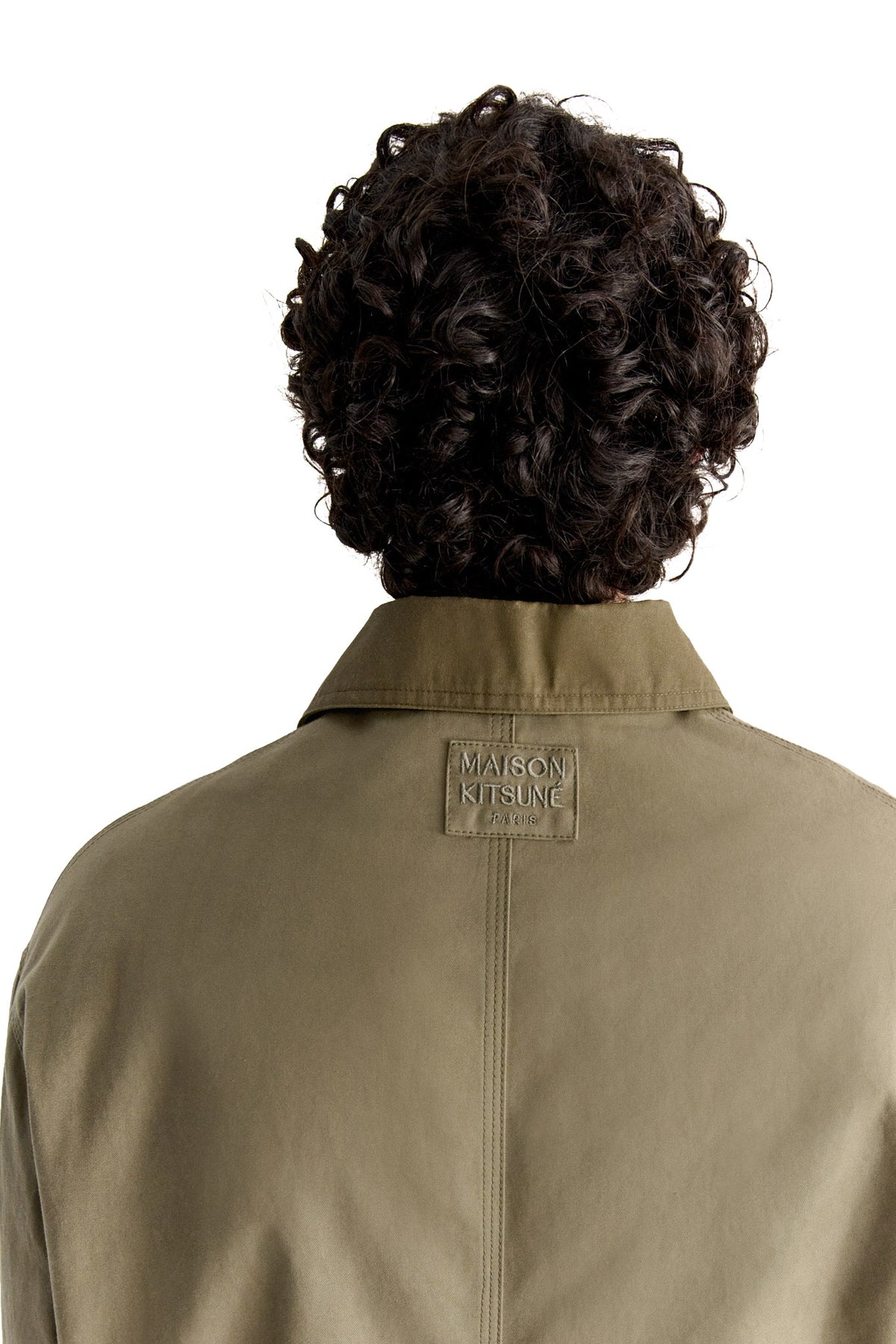 Maison Kitsuné Giubbotto Barn Jacket in cotone cerato Pale Kaki/Deep Kaki MRMWV05WW9118 PALE KAKI/DEEP KAKI