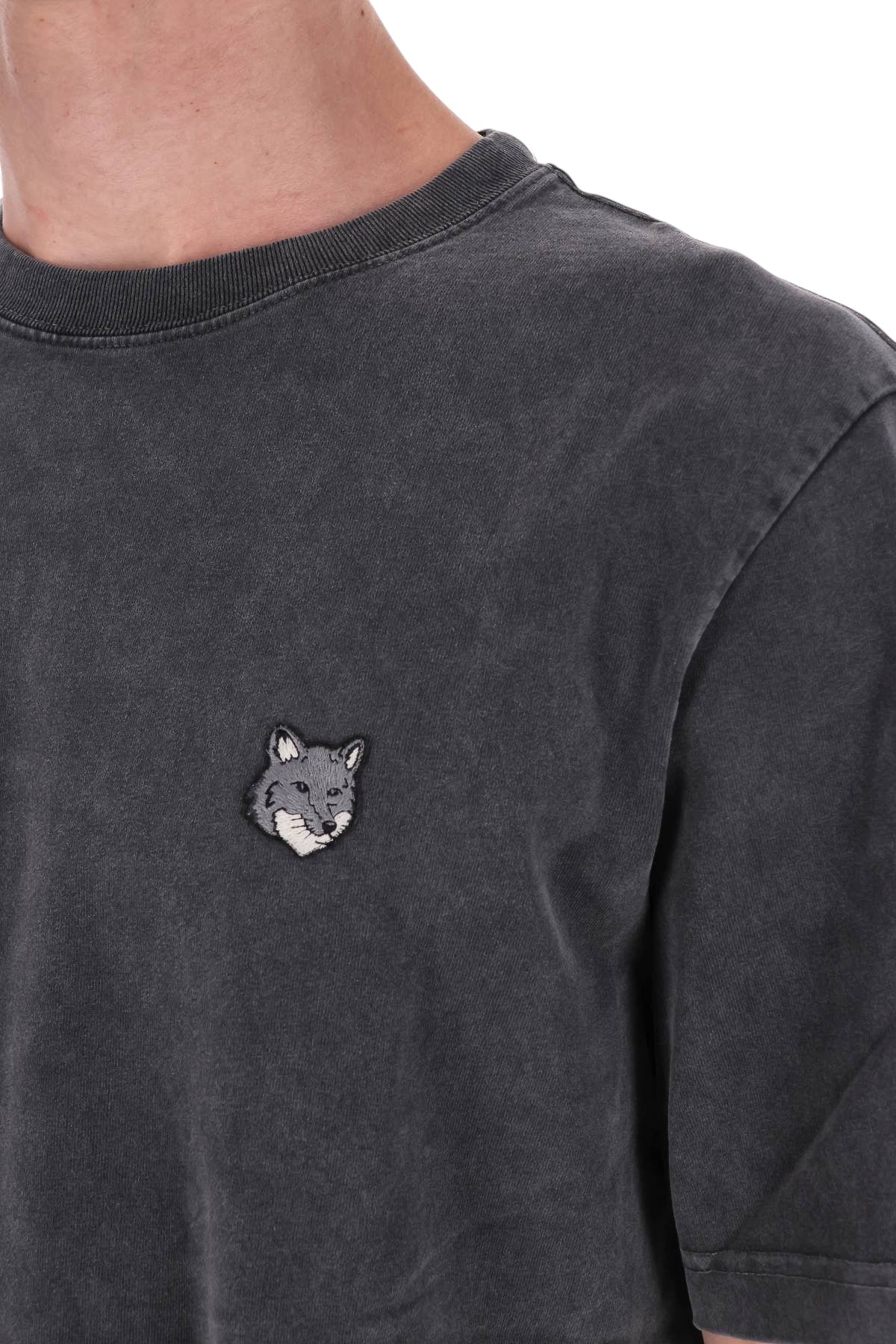 Maison Kitsuné T-shirt in cotone faded PM00108KJBIT7 BLACK FADED