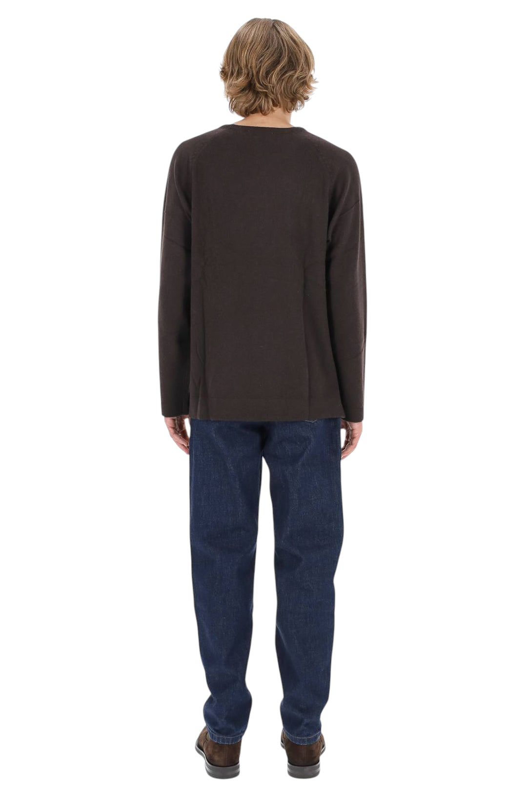 Officine Générale Maglia girocollo Daily Classics in cashmere DLCXKNT319 DARK BROWN