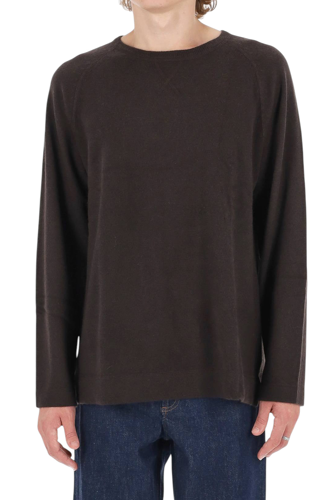 Officine Générale Maglia girocollo Daily Classics in cashmere DLCXKNT319 DARK BROWN