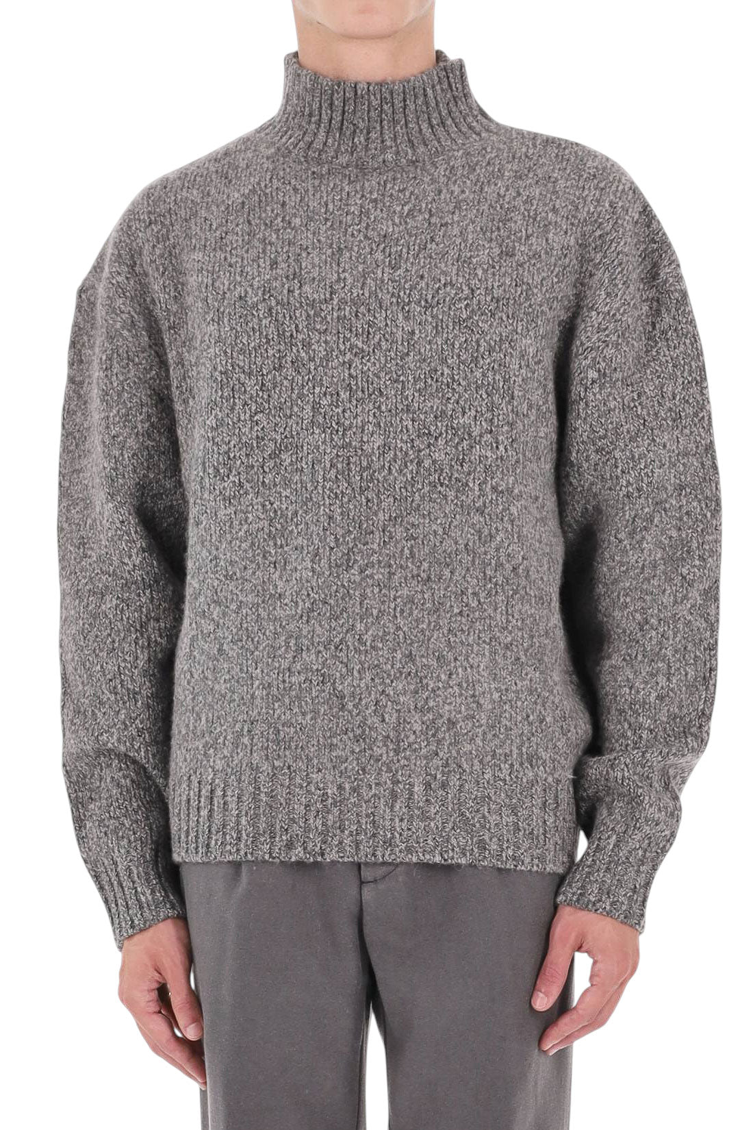 Officine Générale Lupetto mélange in lana-alpaca MKNT325 MIDGREY/ANTHRACITE