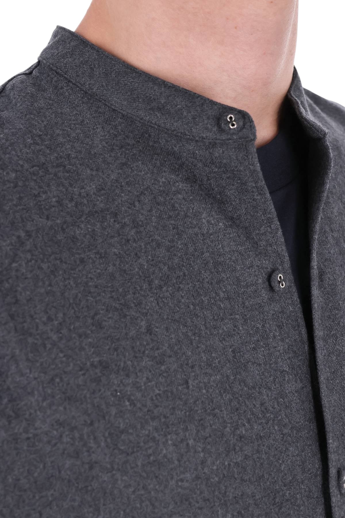 Officine Générale Camicia Jemsley in twill di lana vergine MSHI005 MID HEATHER GREY
