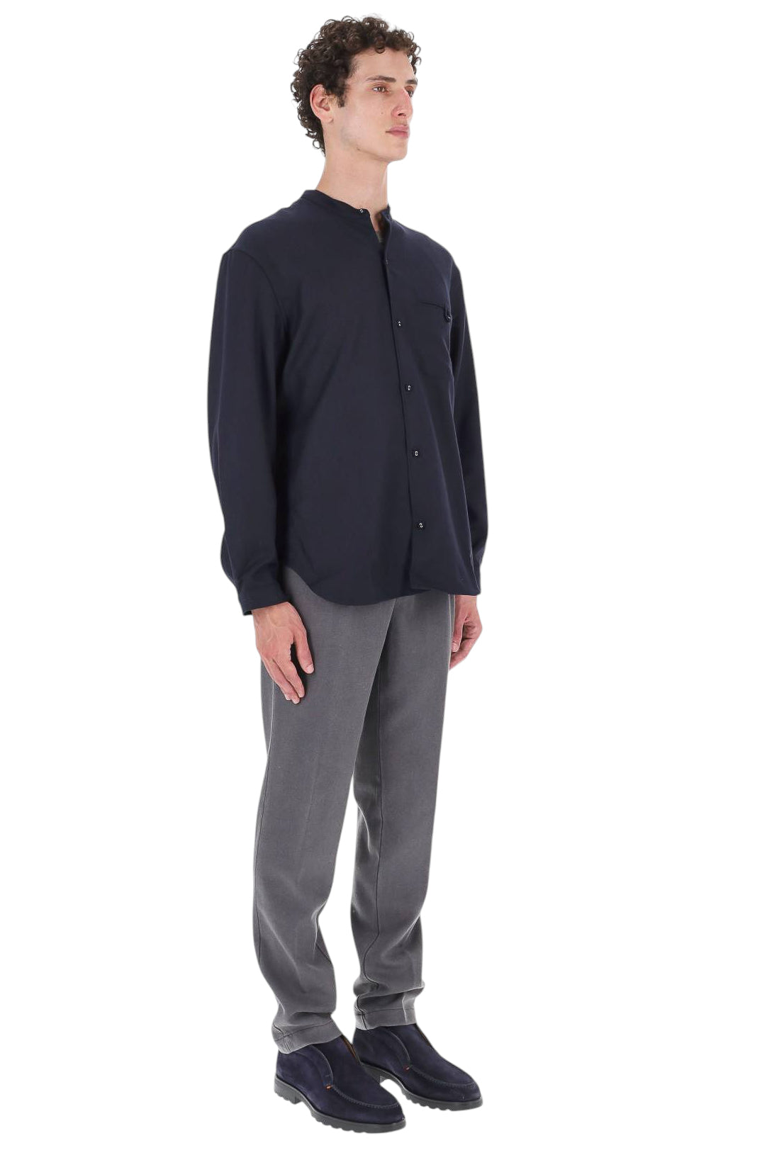 Officine Générale Camicia Jemsley in twill di lana vergine MSHI006 DARK NAVY