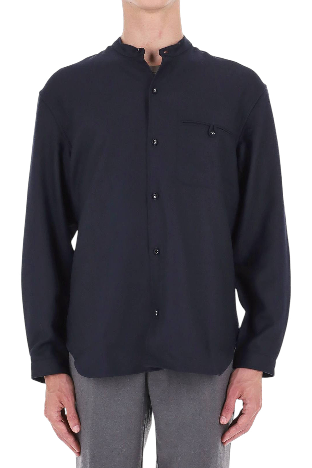 Officine Générale Camicia Jemsley in twill di lana vergine MSHI006 DARK NAVY
