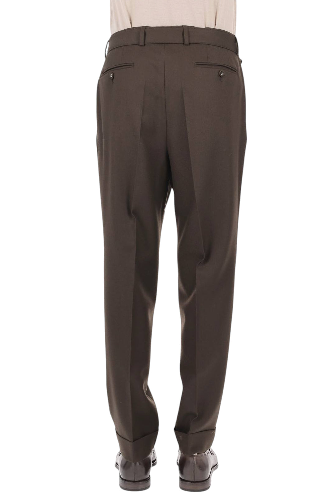 Officine Générale Pantalone Hugo con pinces in twill di pura lana vergine MTLG452 COFFEE