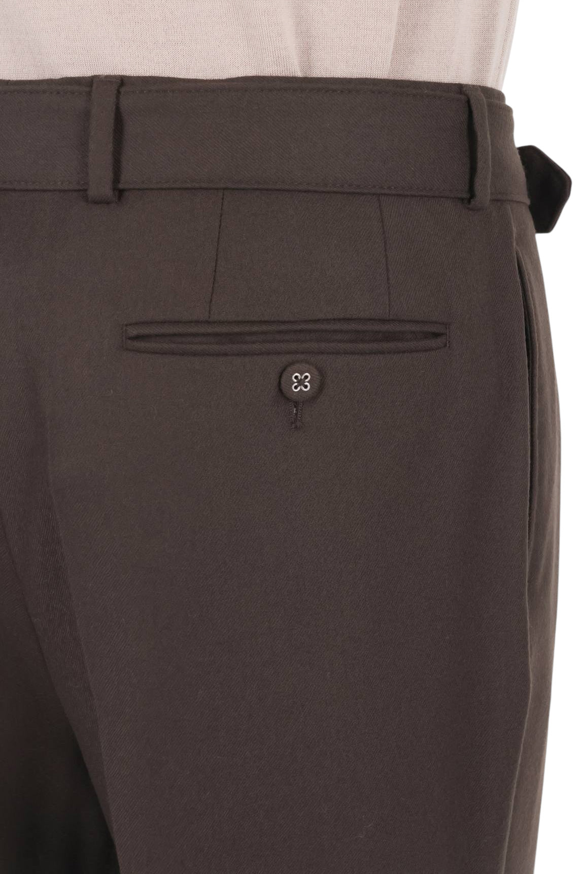 Officine Générale Pantalone Hugo con pinces in twill di pura lana vergine MTLG452 COFFEE