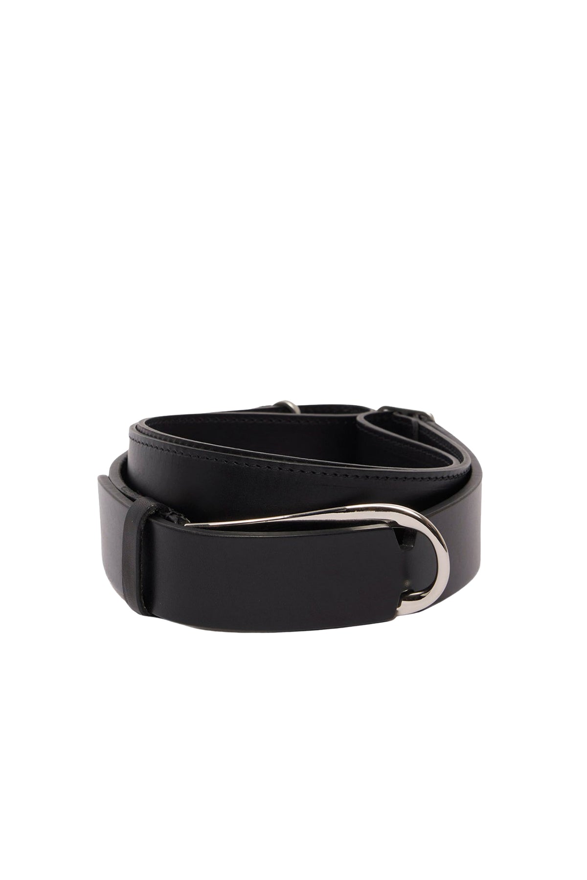 Orciani Cintura NoBuckle Bull in cuoio nero con anello argentato NB0138_BULL NERO