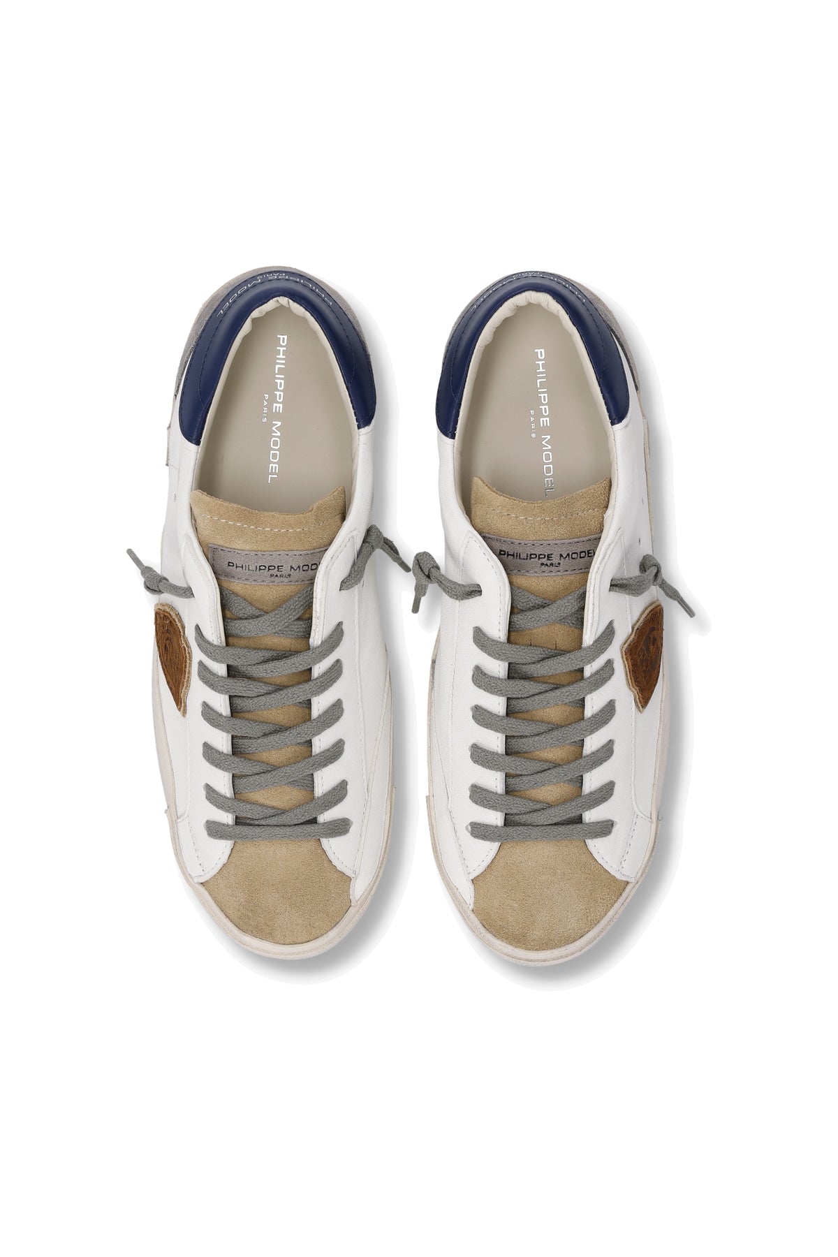 Philippe Model Sneaker Paris in pelle Vintage Mix con talloncino blu PRLU PRSX/22 WX57