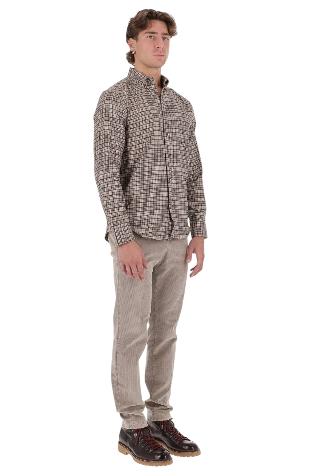 Portuguese Flannel Camicia in flanella di cotone pied-de-poule FENO MLTCR