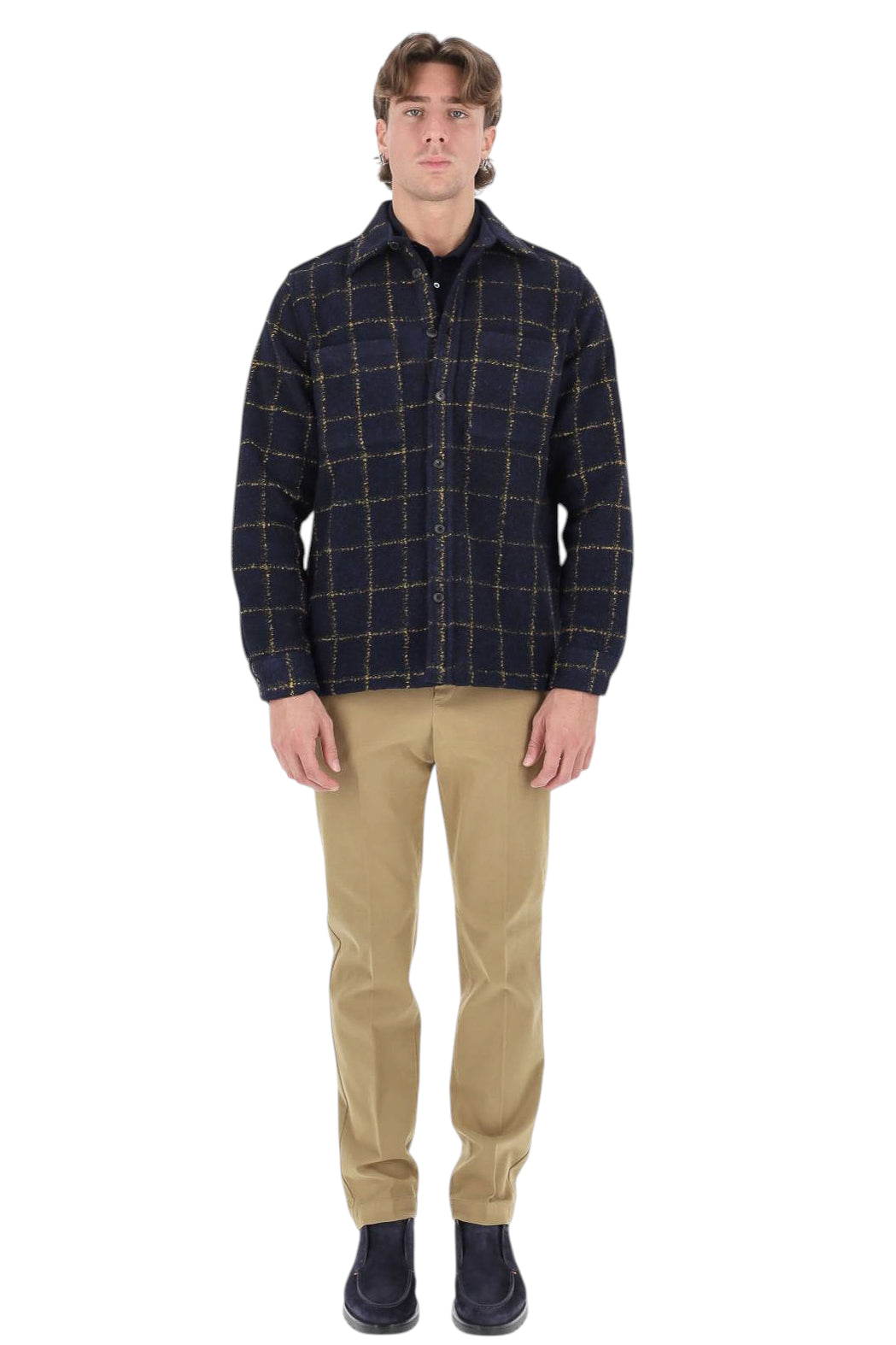 Portuguese Flannel Overshirt check in lana-viscosa VEGA MLTCR