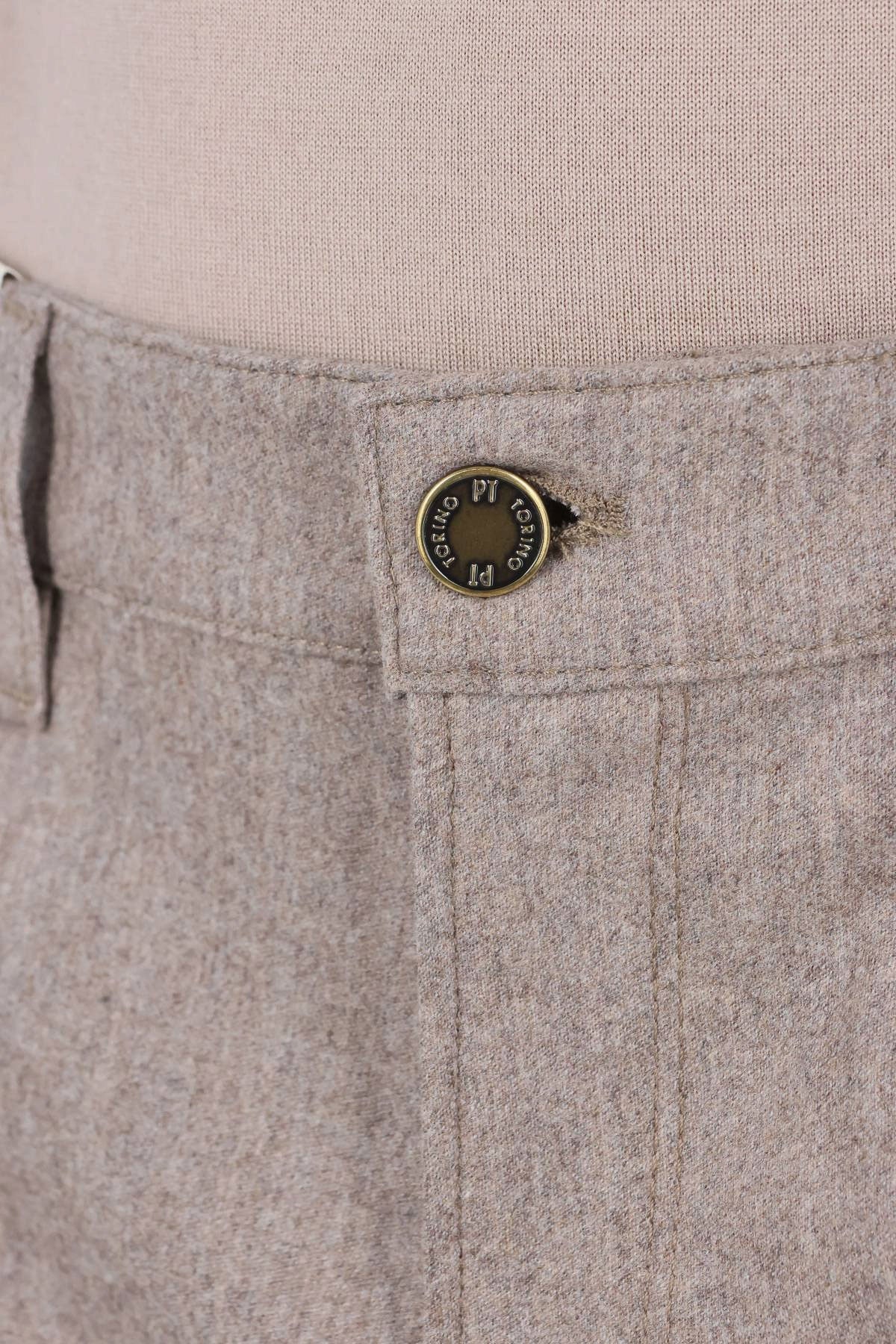 PT Denim 5 tasche straight fit in flanella di lana-cashmere ecrù C5-PP05Z0 TO03S0 0040