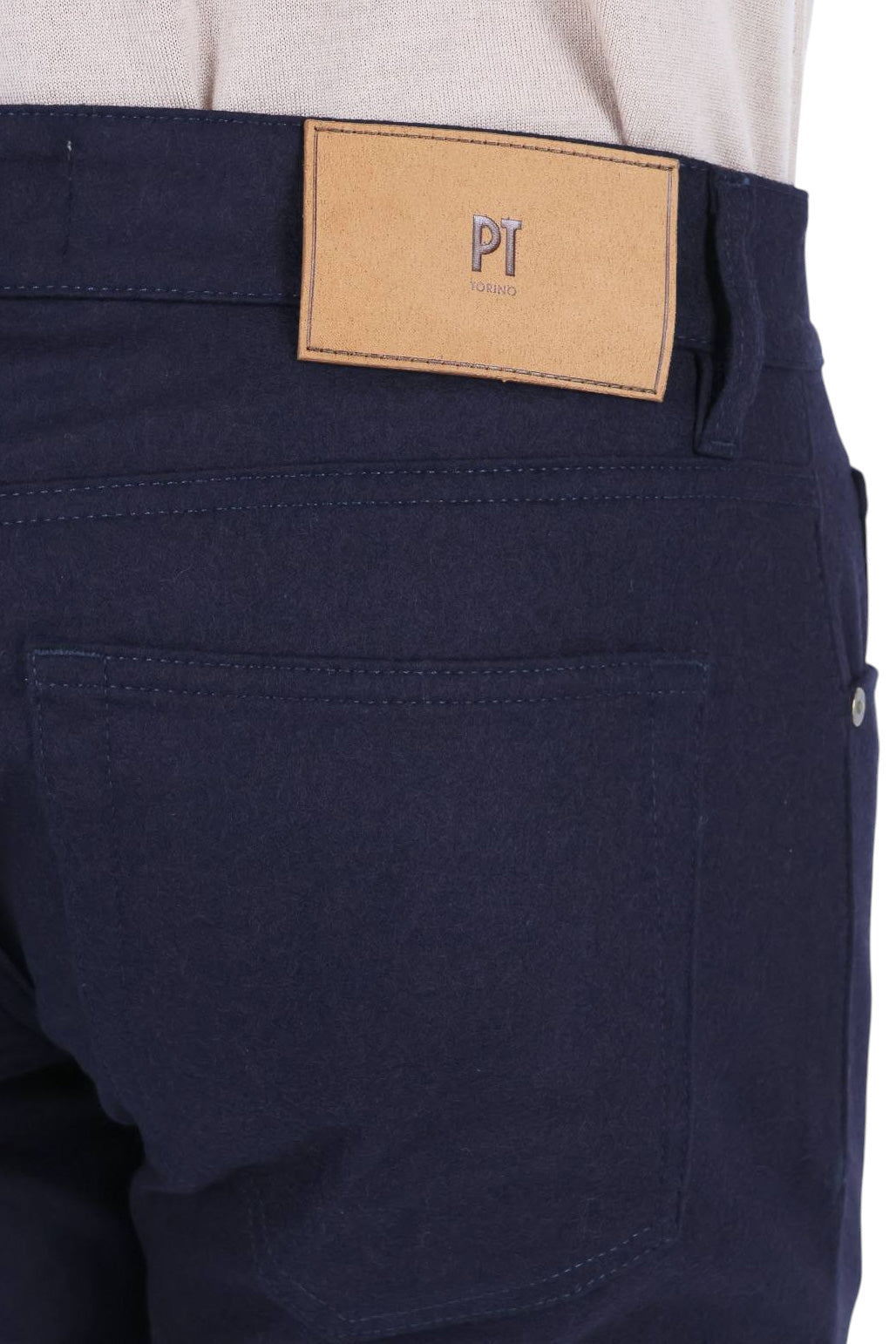 PT Denim 5 tasche straight fit in flanella di lana-cashmere blu C5-PP05Z0 TO03S0/2 0360