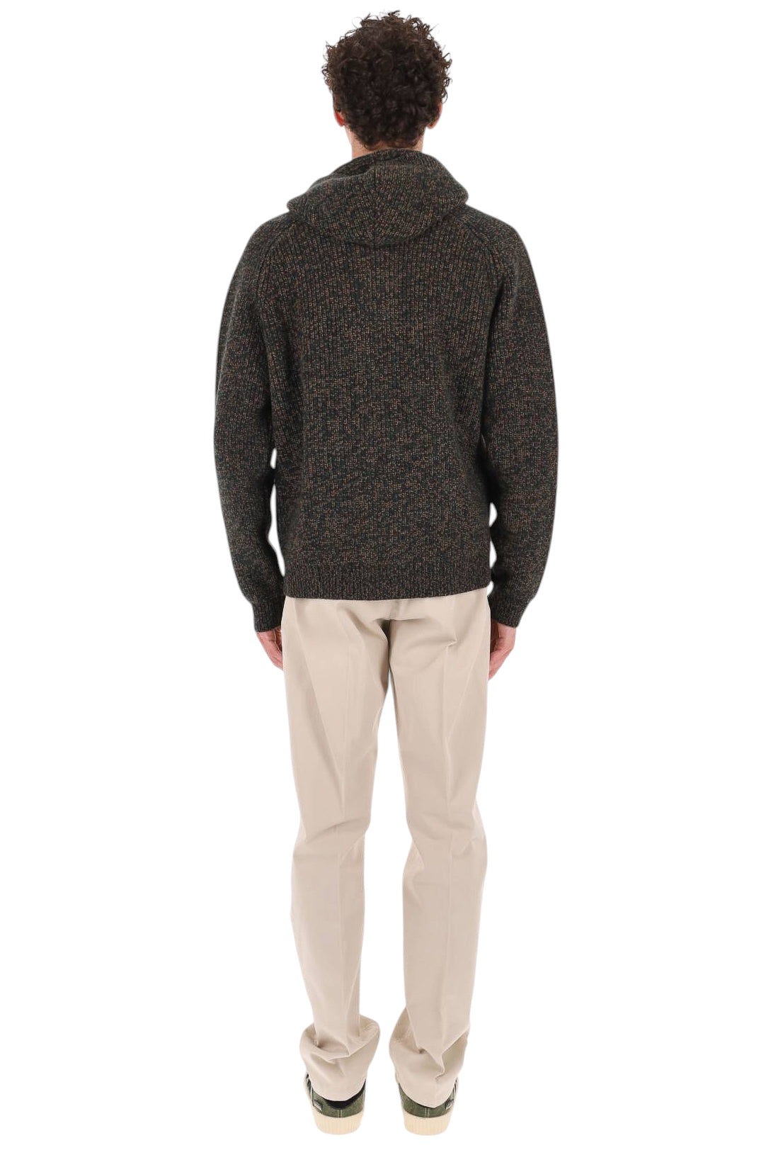Roberto Collina Maglia full zip con cappuccio in lana vergine mouliné 3MYB22107 26