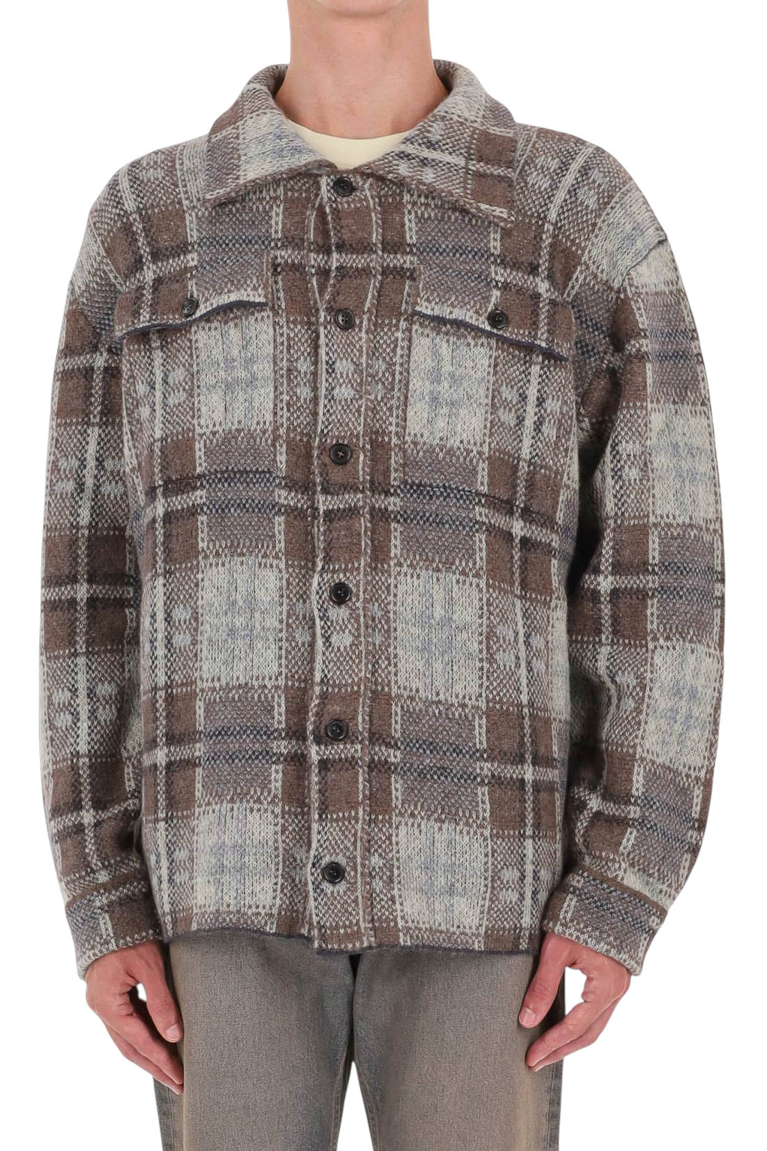 Roberto Collina Overshirt check in alpaca-lana MYB13005 08