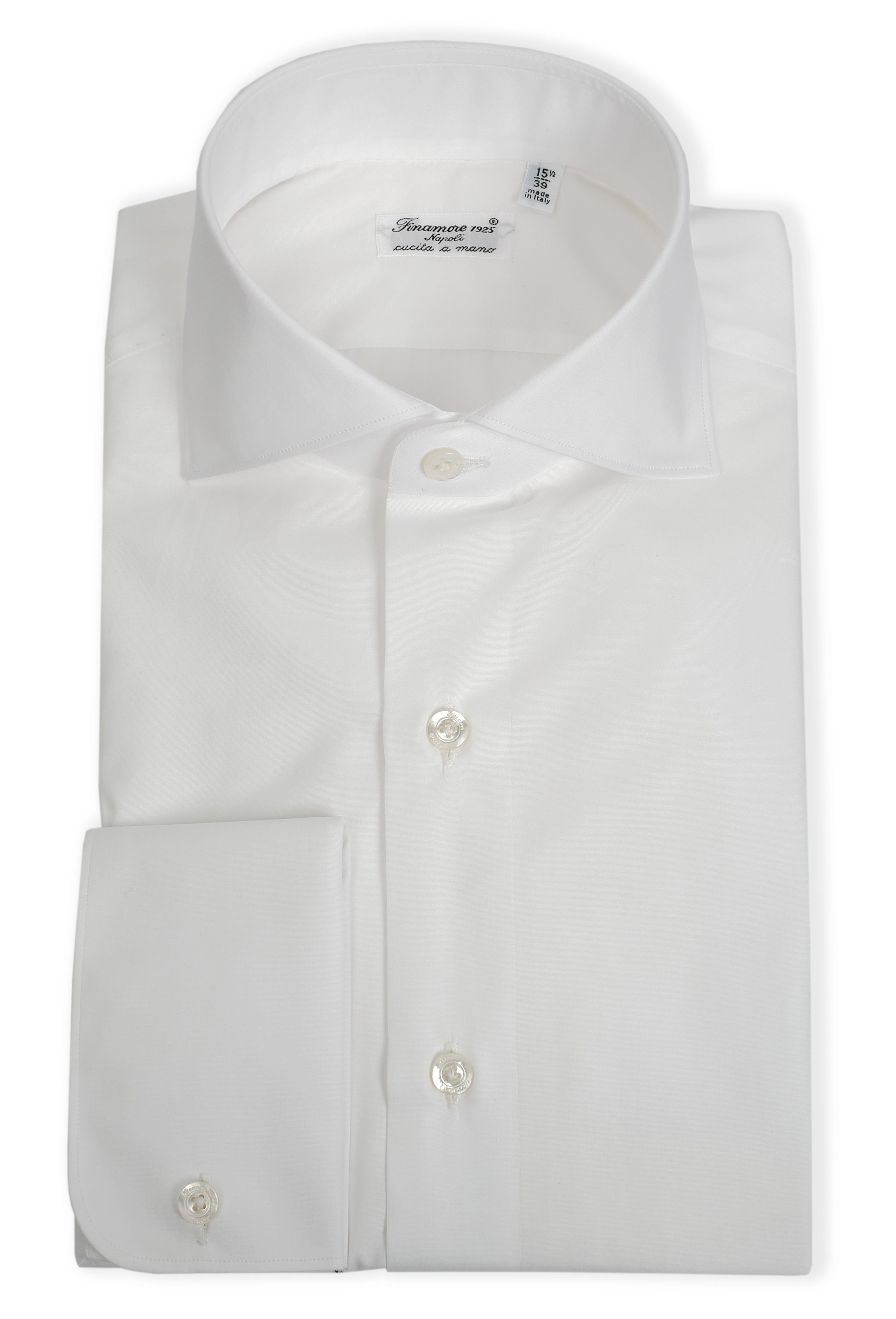 Finamore Camicia sartoriale in cotone popeline doppio ritorto polsino gemelli linea Milano 14001-C0147/G-EDUARDO 1