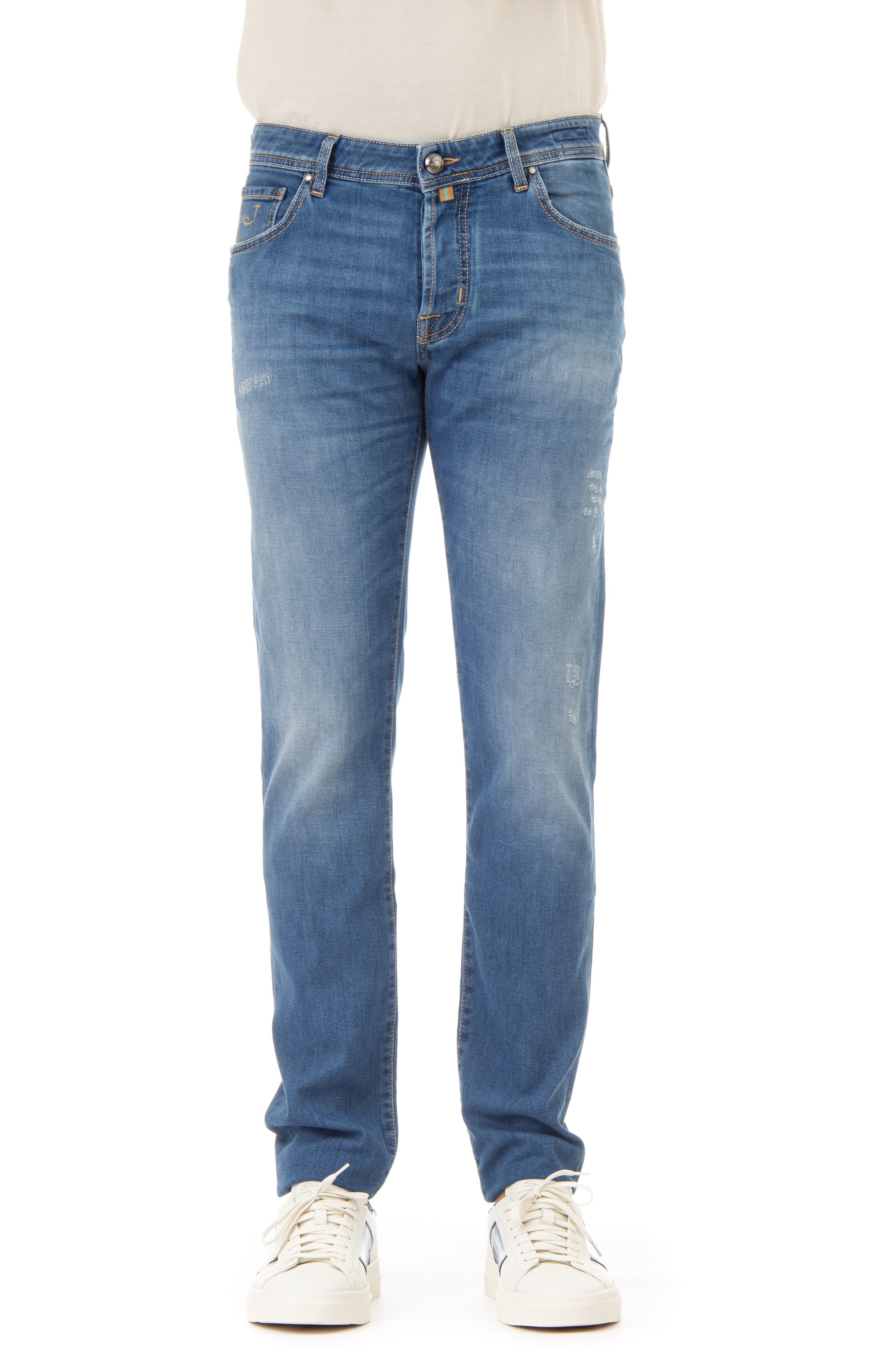 Jeans con micro rotture etichetta in cavallino nick slim fit