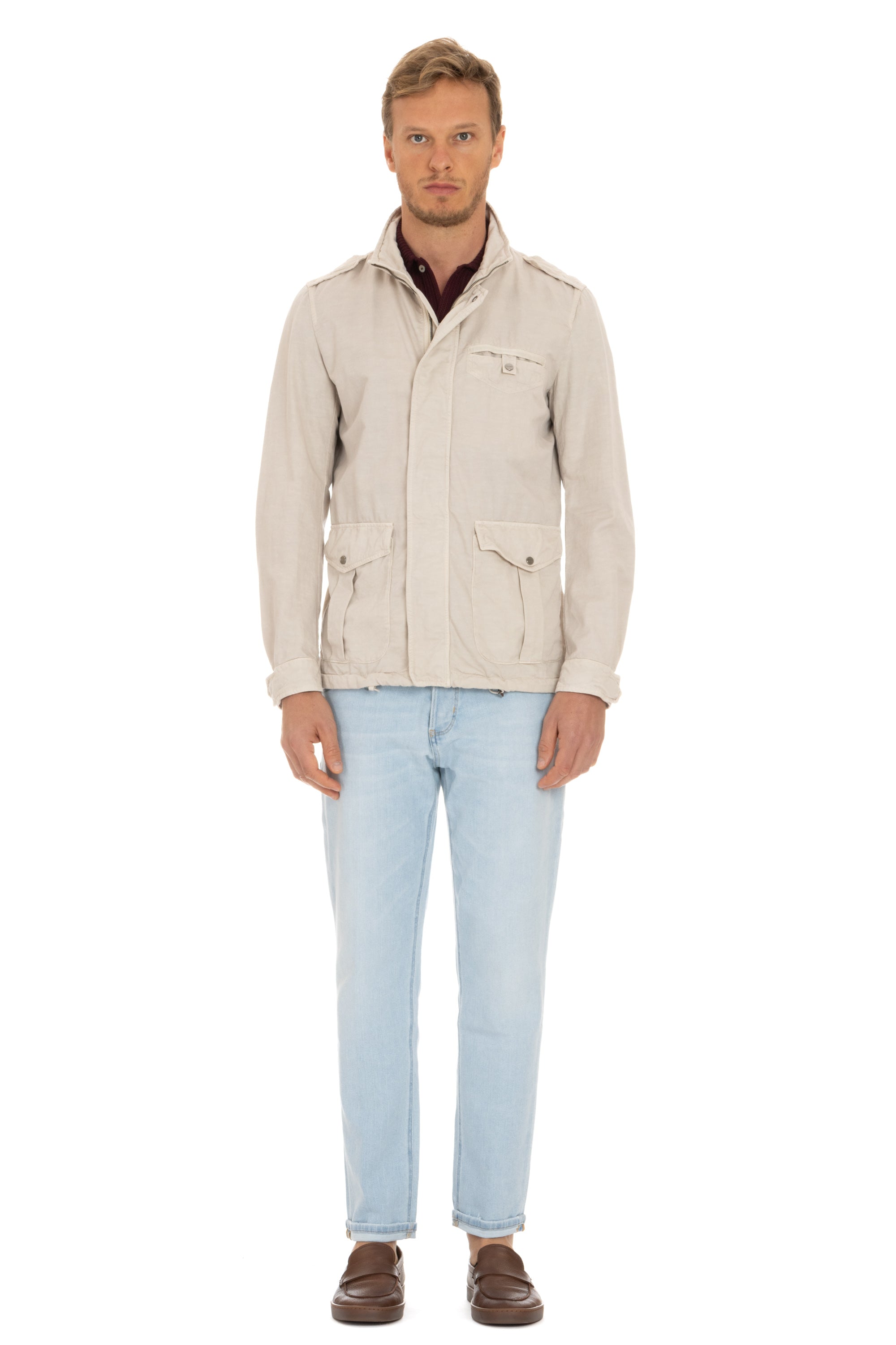 Field jacket in cotone-lino sfoderata