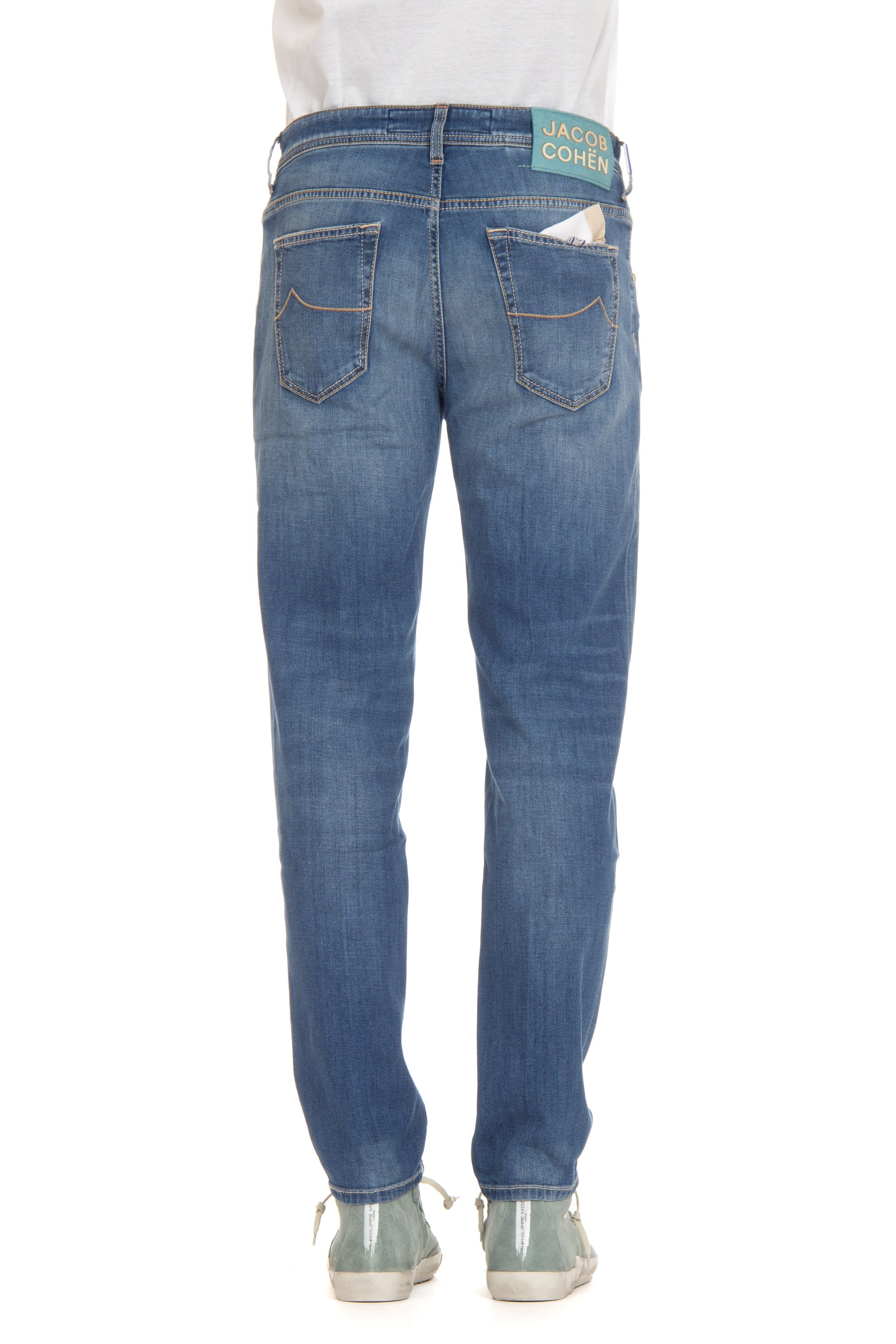 Jeans stretch con etichetta cavallino azzurro Scott fit