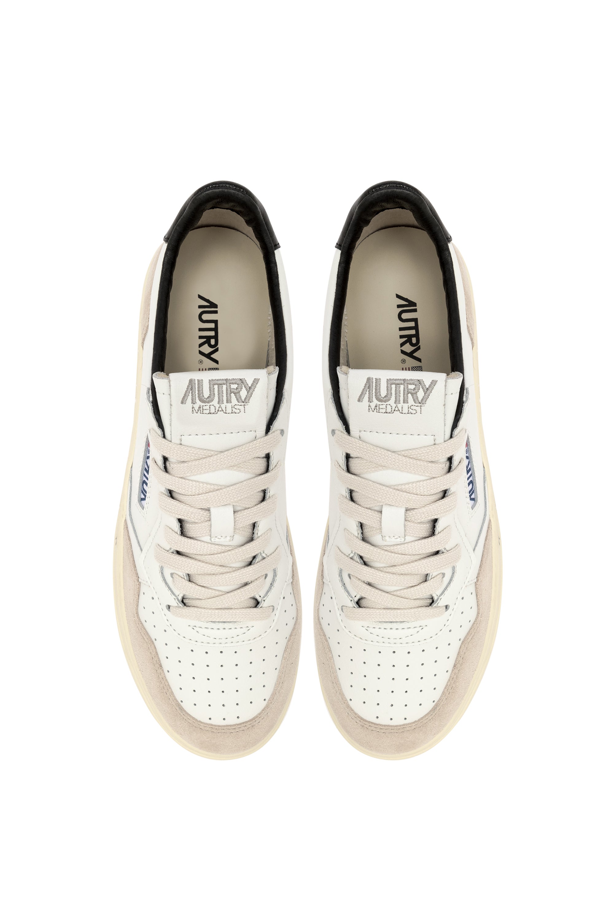 Autry Sneakers pelle e camoscio con scritta Game Set Match AULM MA04 WHT/BLACK