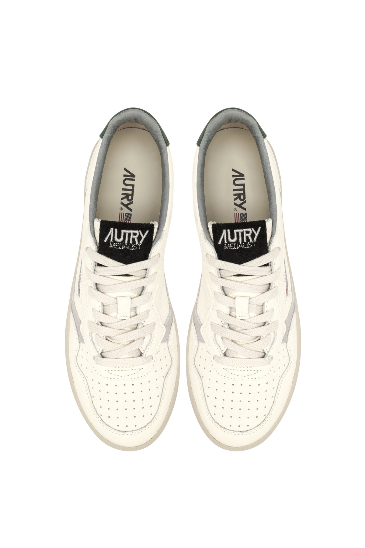 Autry Sneaker Medalist low in pelle effetto elephant talloncino verde AULM NE05 MNT/LOFT