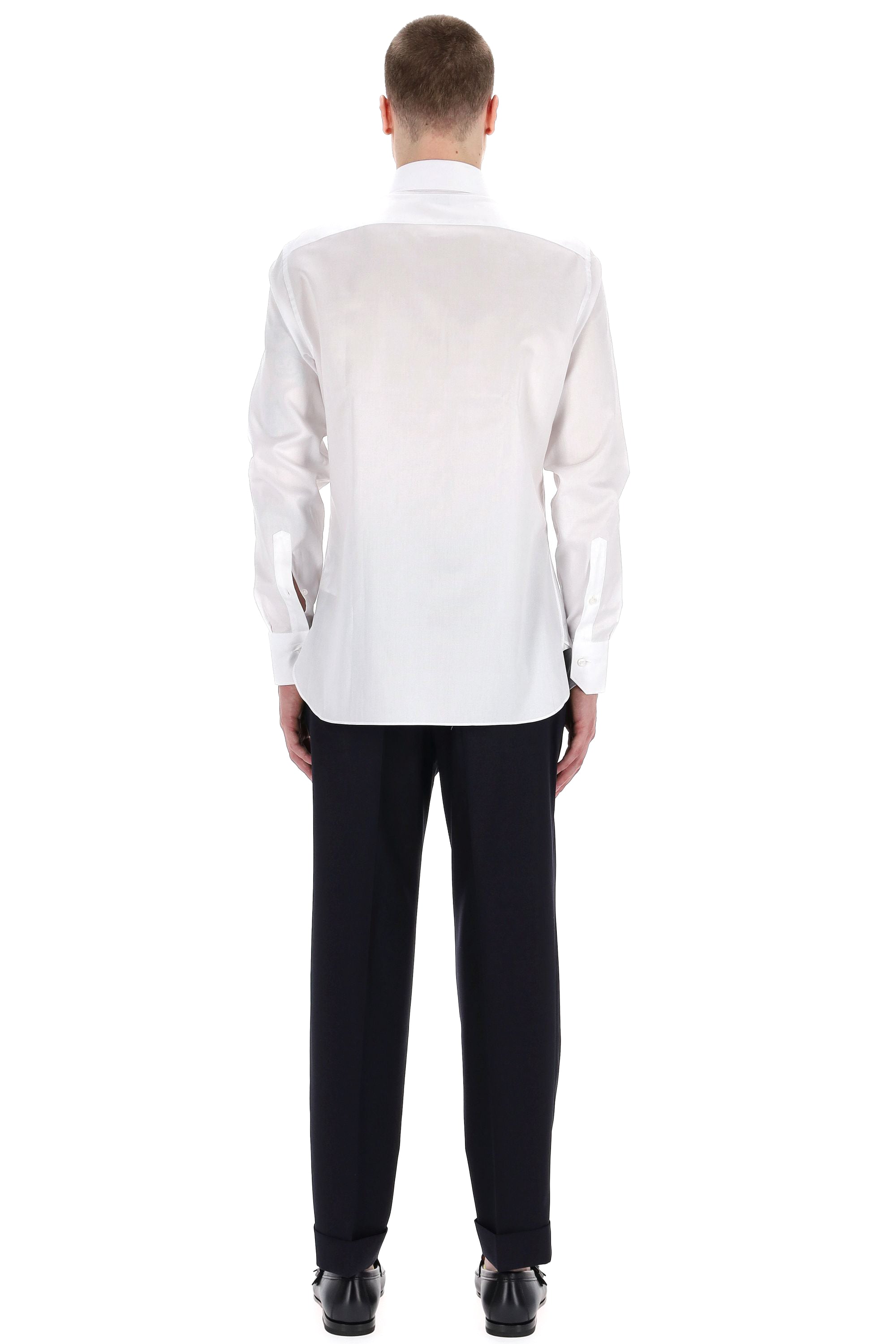 Zegna Camicia tramata in cotone Trofeo 903901A9 9MS0BA BIANCO