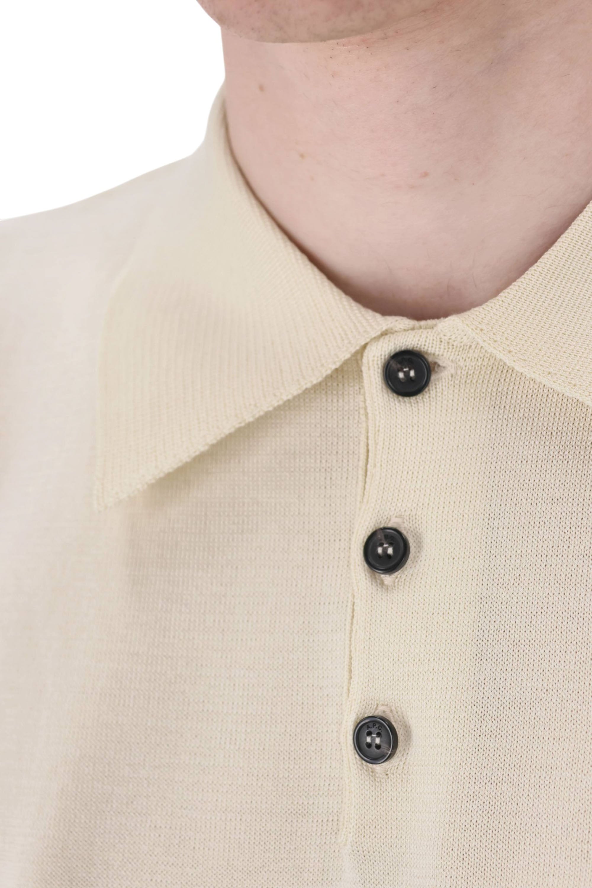 A.P.C. Polo in cotone con taschino mod. Colin COHNW-H23478 AAD-ECRU