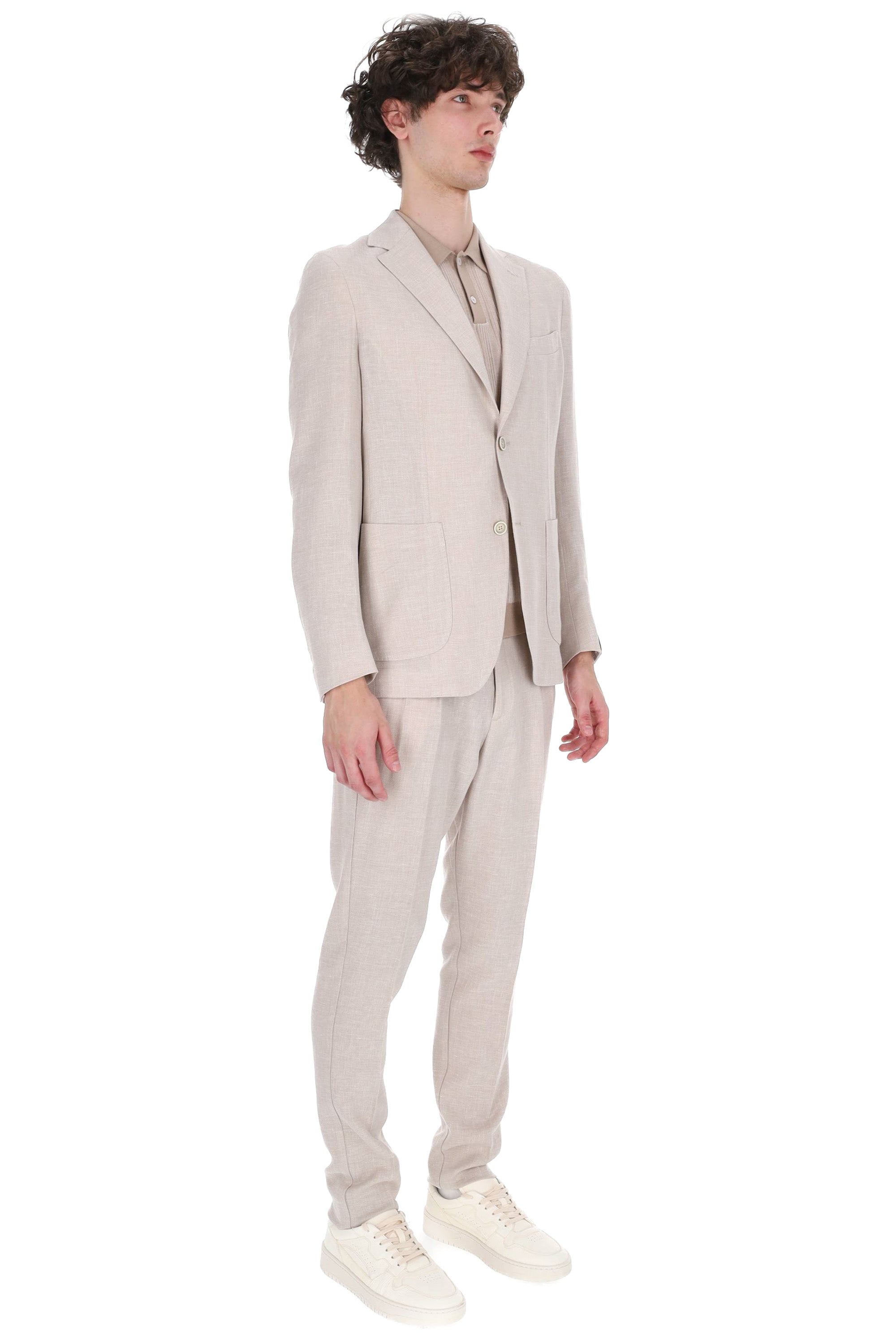 Eleventy Abito in lino-lana-seta tessuto Zegna Cross-ply M75ABUC10 TES0K024 02N