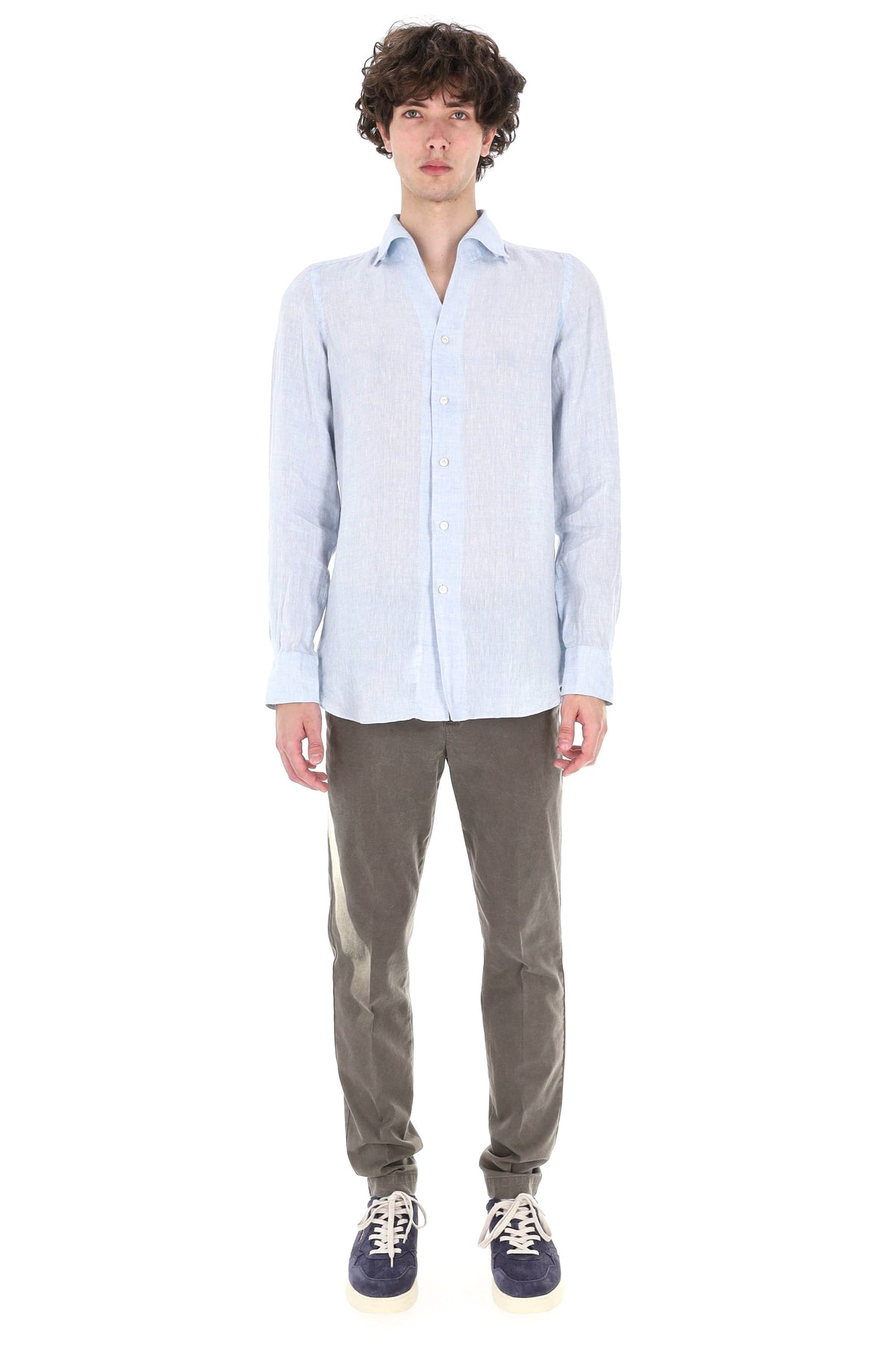 Finamore Camicia sartoriale Ustica in puro lino open collar GT18 010608 C0032 02