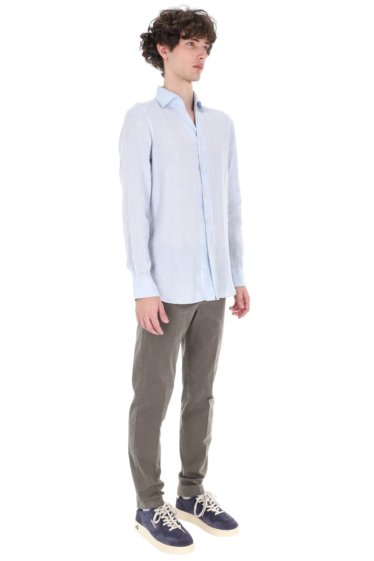 Finamore Camicia sartoriale Ustica in puro lino open collar GT18 010608 C0032 02