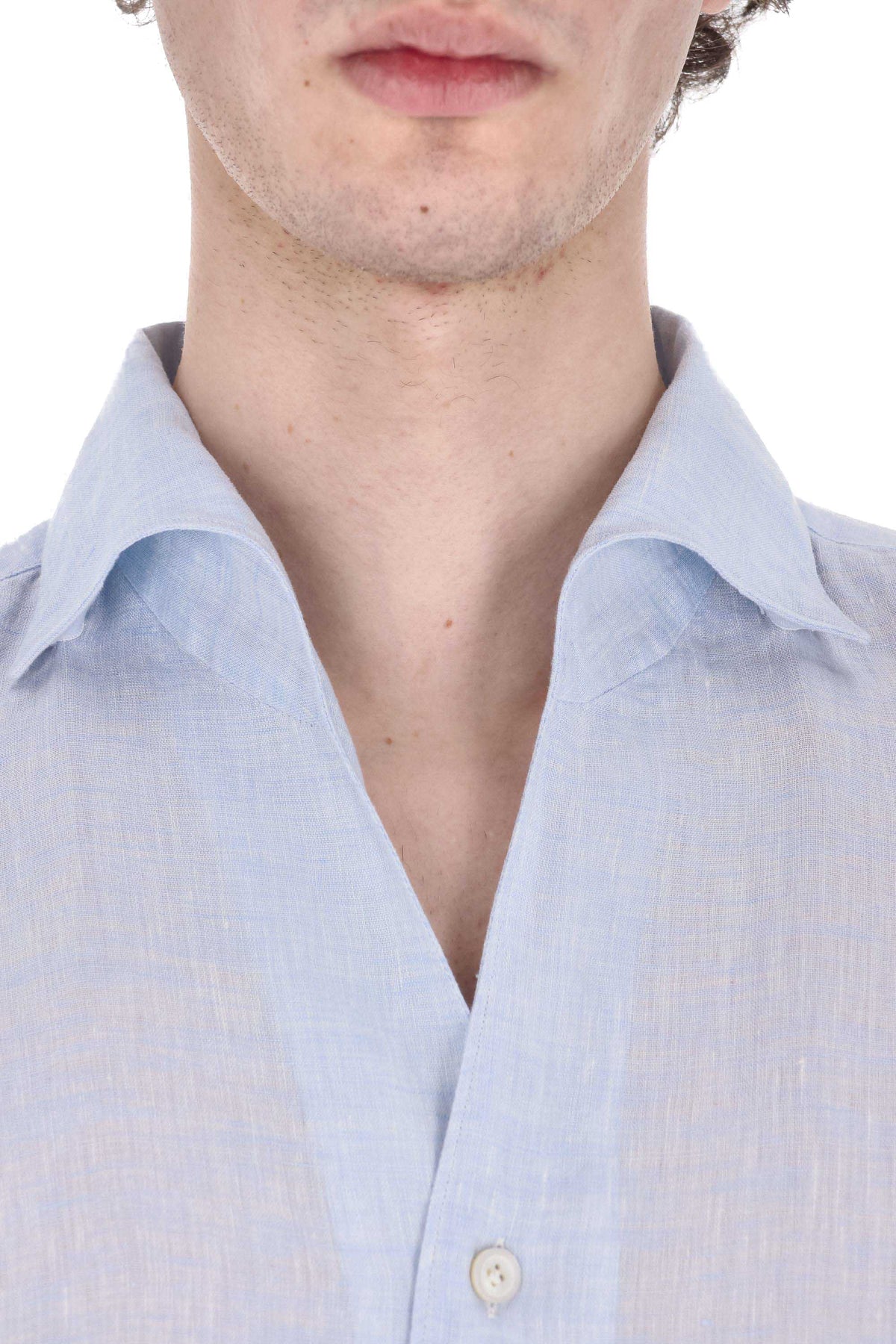 Finamore Camicia sartoriale Ustica in puro lino open collar GT18 010608 C0032 02