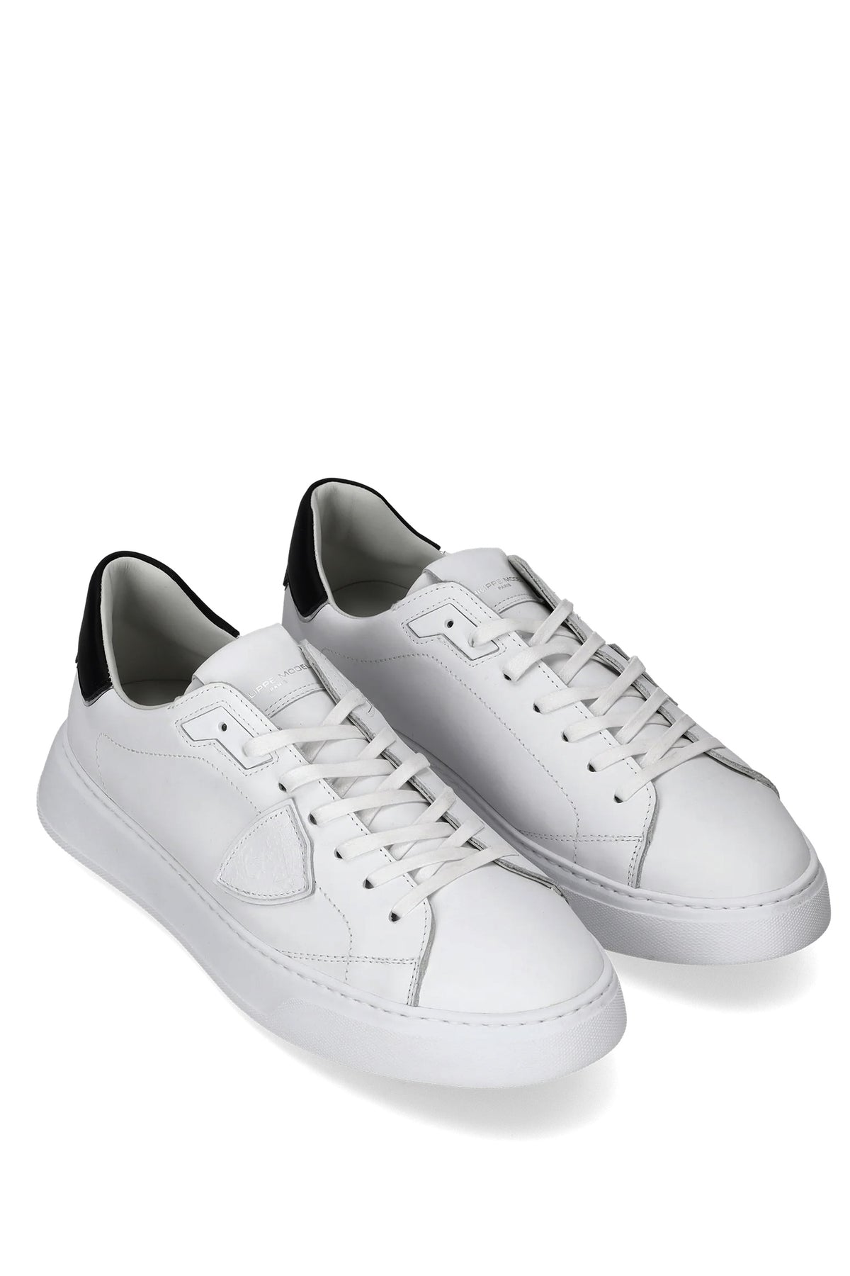 Philippe Model Sneaker low Temple in pelle white con talloncino nero BTLU-V007 WHITE