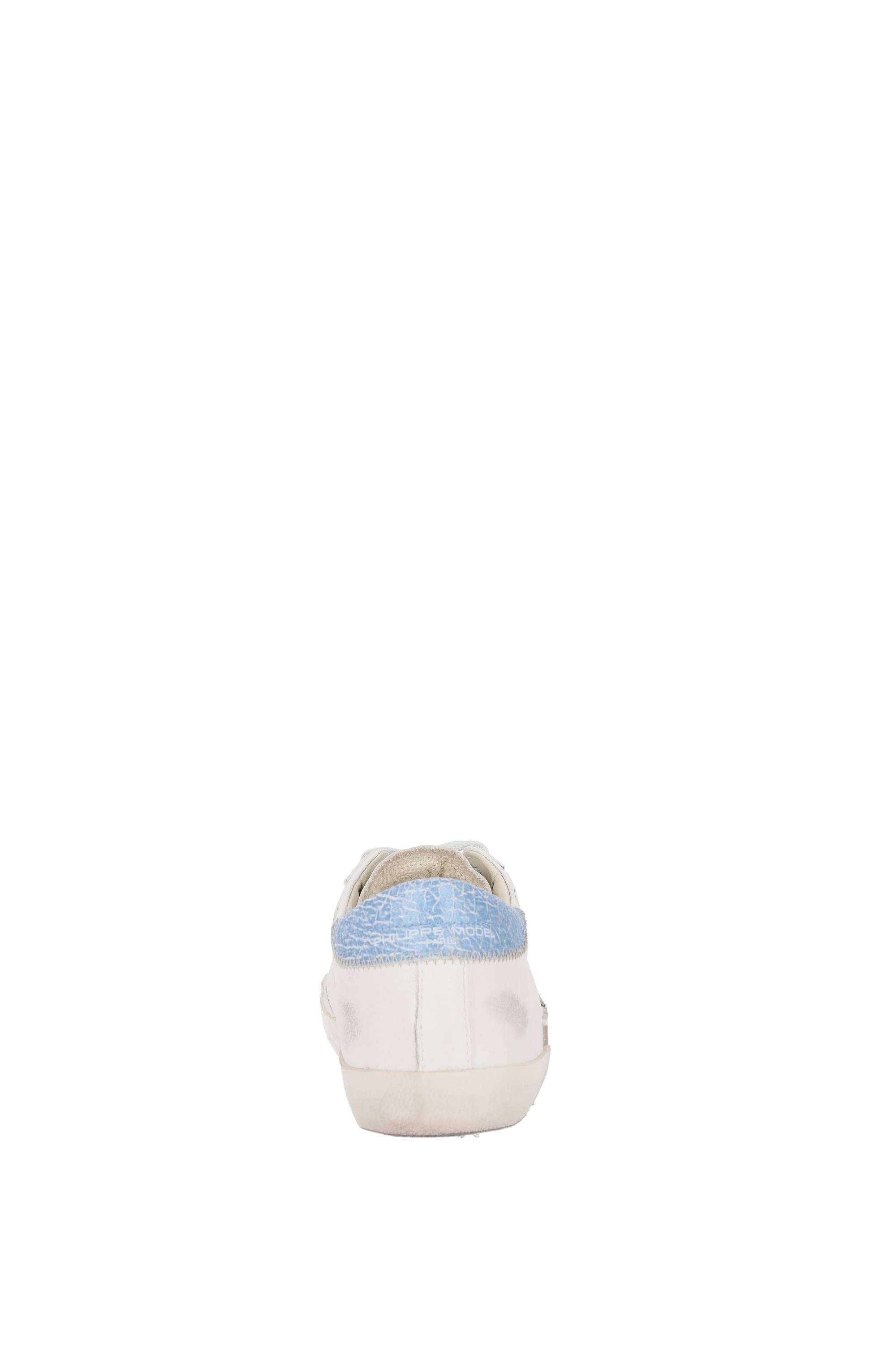 Philippe Model Sneaker Paris in pelle e camoscio talloncino azzurro cracklè PRLU-PRSX/3 WX52