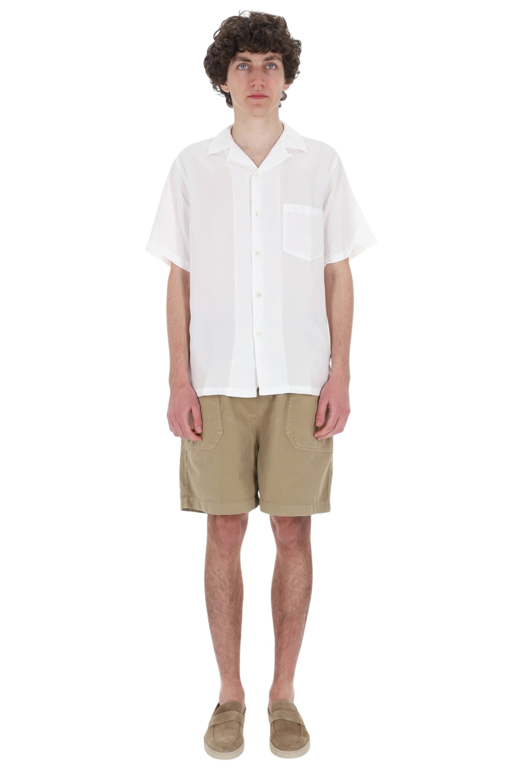 Portuguese Flannel Camicia Dogtown in tencel collo bowling 032 OFF WHITE