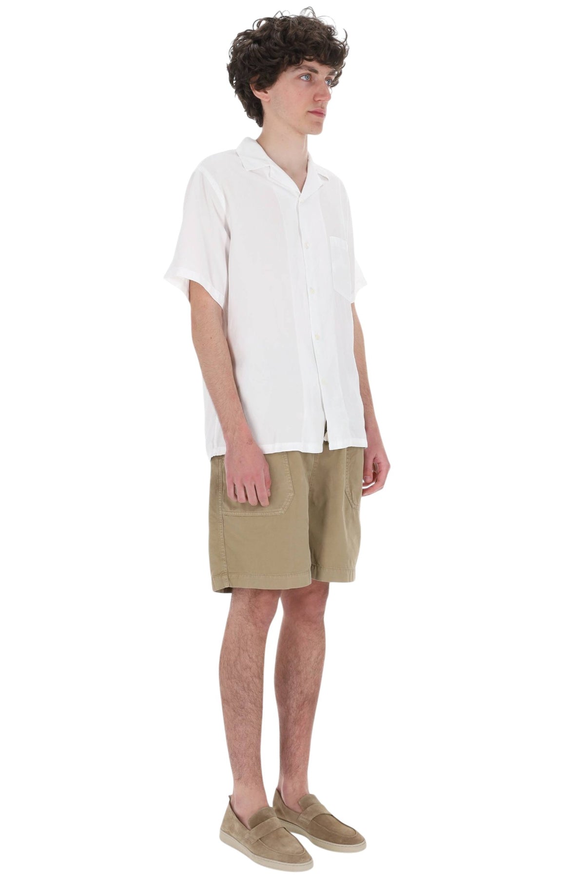 Portuguese Flannel Camicia Dogtown in tencel collo bowling 032 OFF WHITE