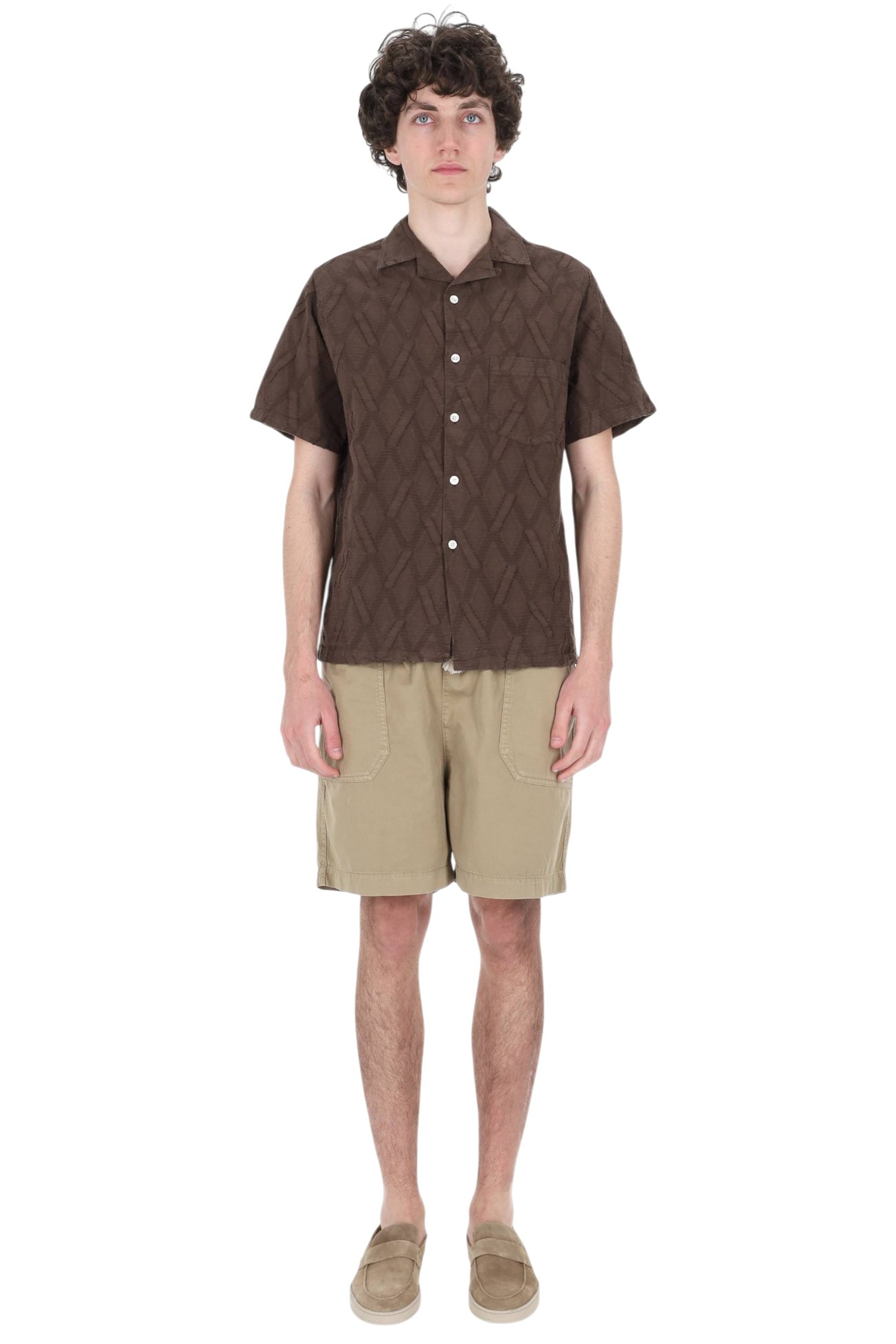 Portuguese Flannel Camicia Ike in cotone collo bowling 058 MLTC