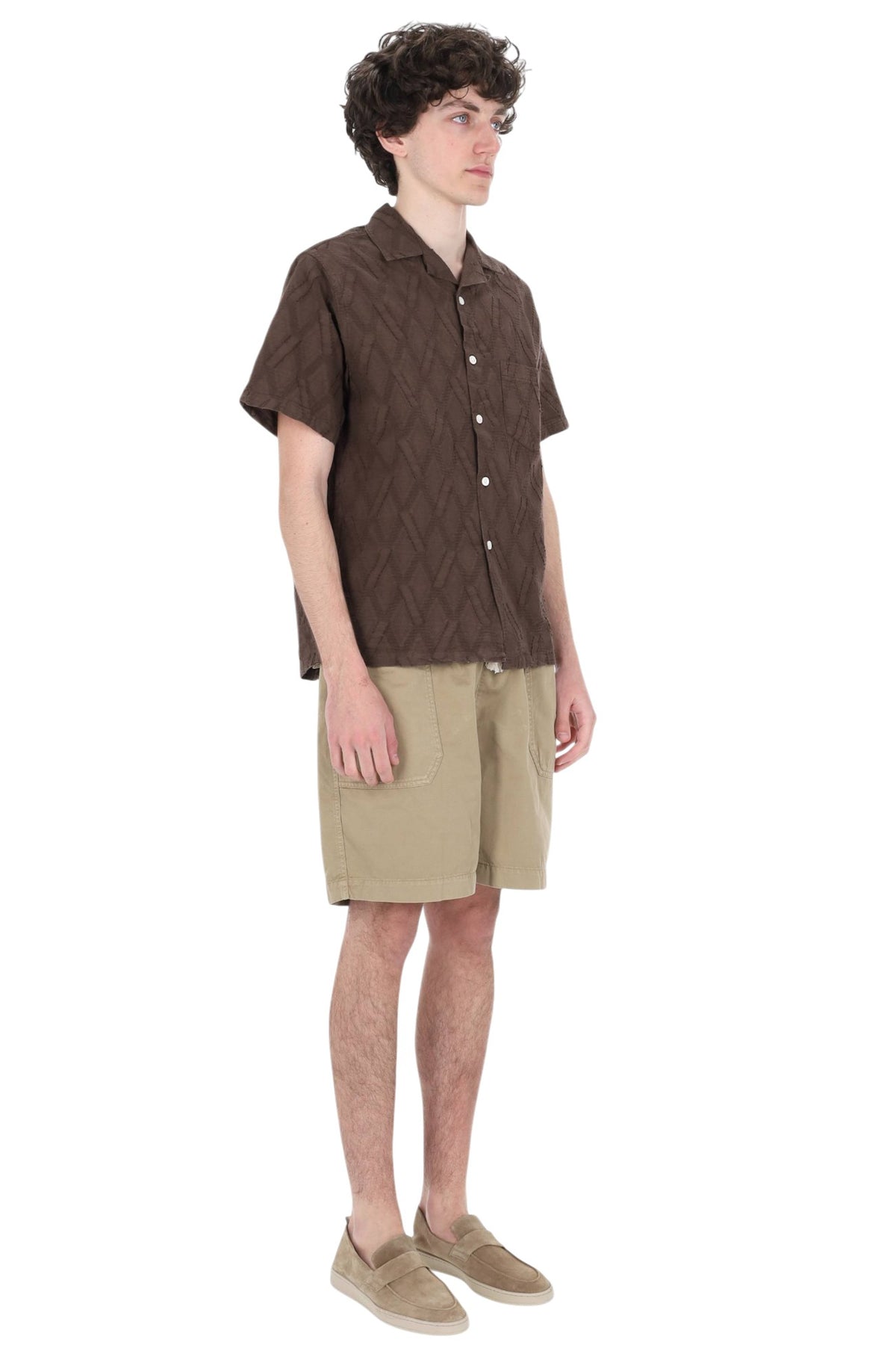 Portuguese Flannel Camicia Ike in cotone collo bowling 058 MLTC