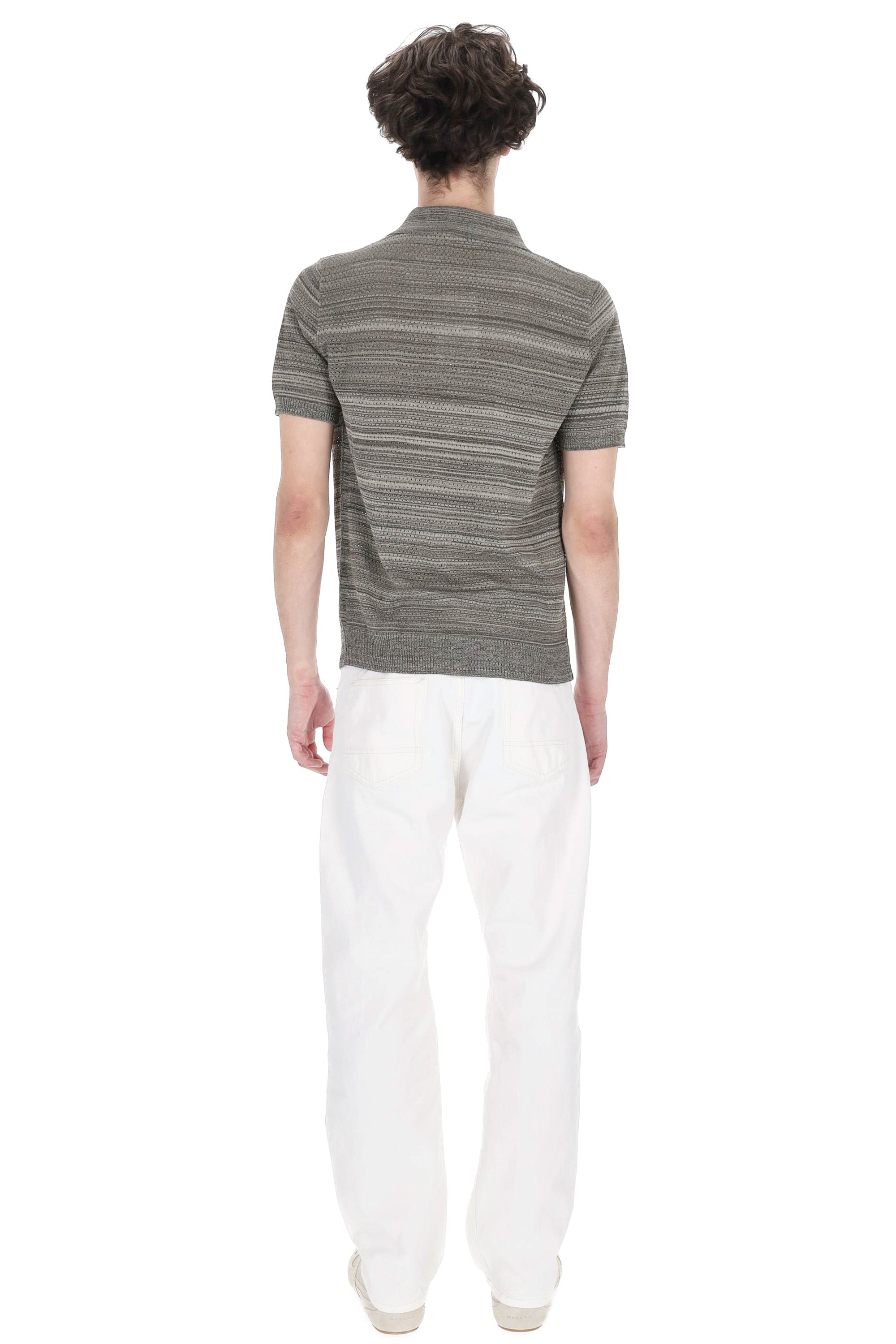 Roberto Collina Polo in cotone righe orizzontali e micro fori MYA12224 24