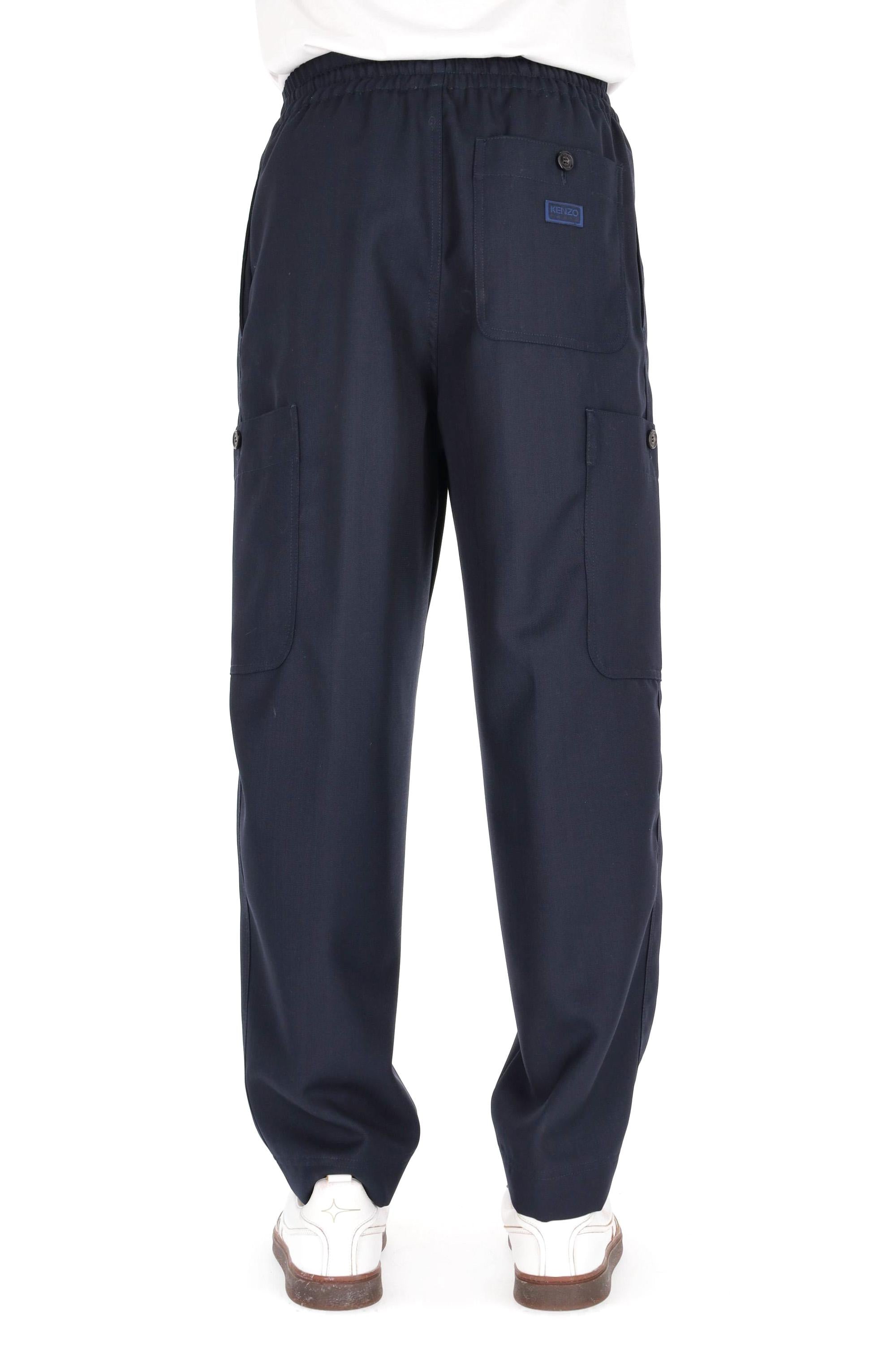 Kenzo Pantalone cargo in lana vergine straight fit FE65PA5019RE 79